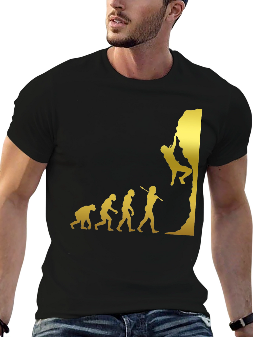 Climbing Evolution T-Shirt - Black Graphic Tee