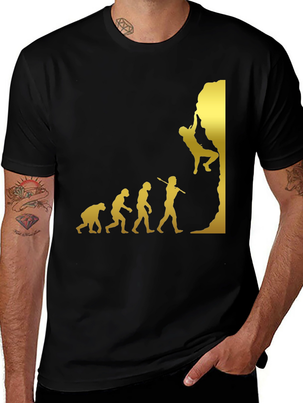 Climbing Evolution T-Shirt - Black Graphic Tee