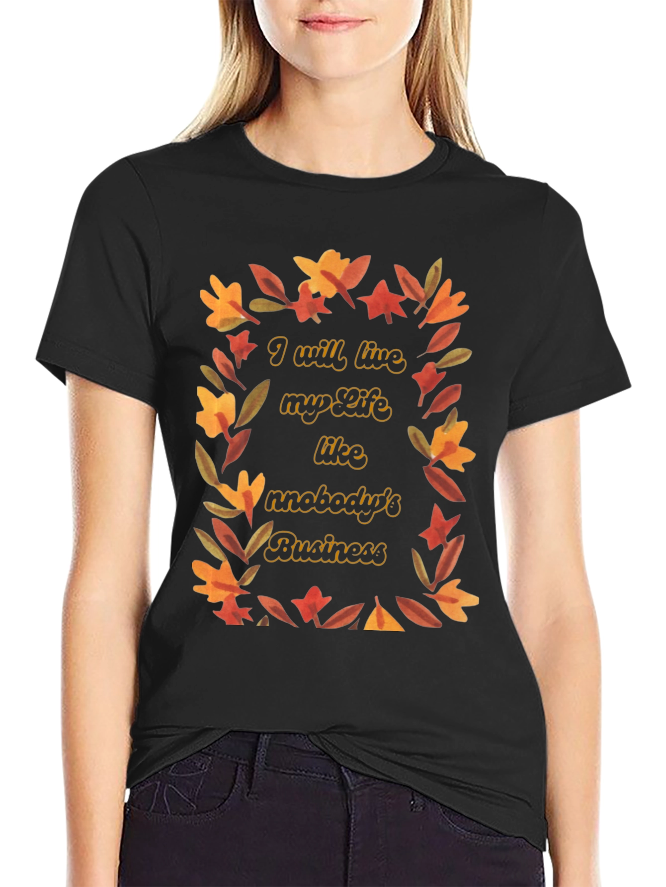Autumn Floral Graphic Tee - Live Your Life