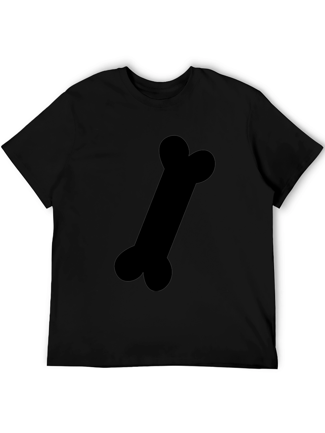 Black T-Shirt with Bone Graphic Print