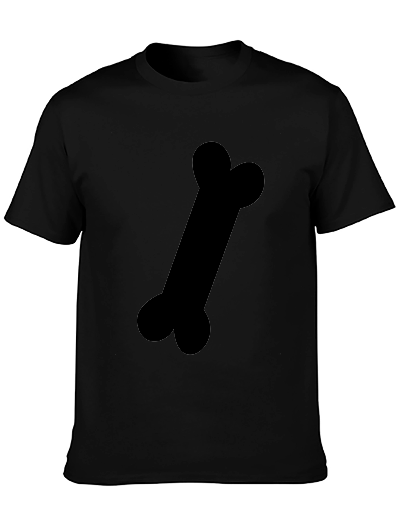 Black T-Shirt with Bone Graphic Print