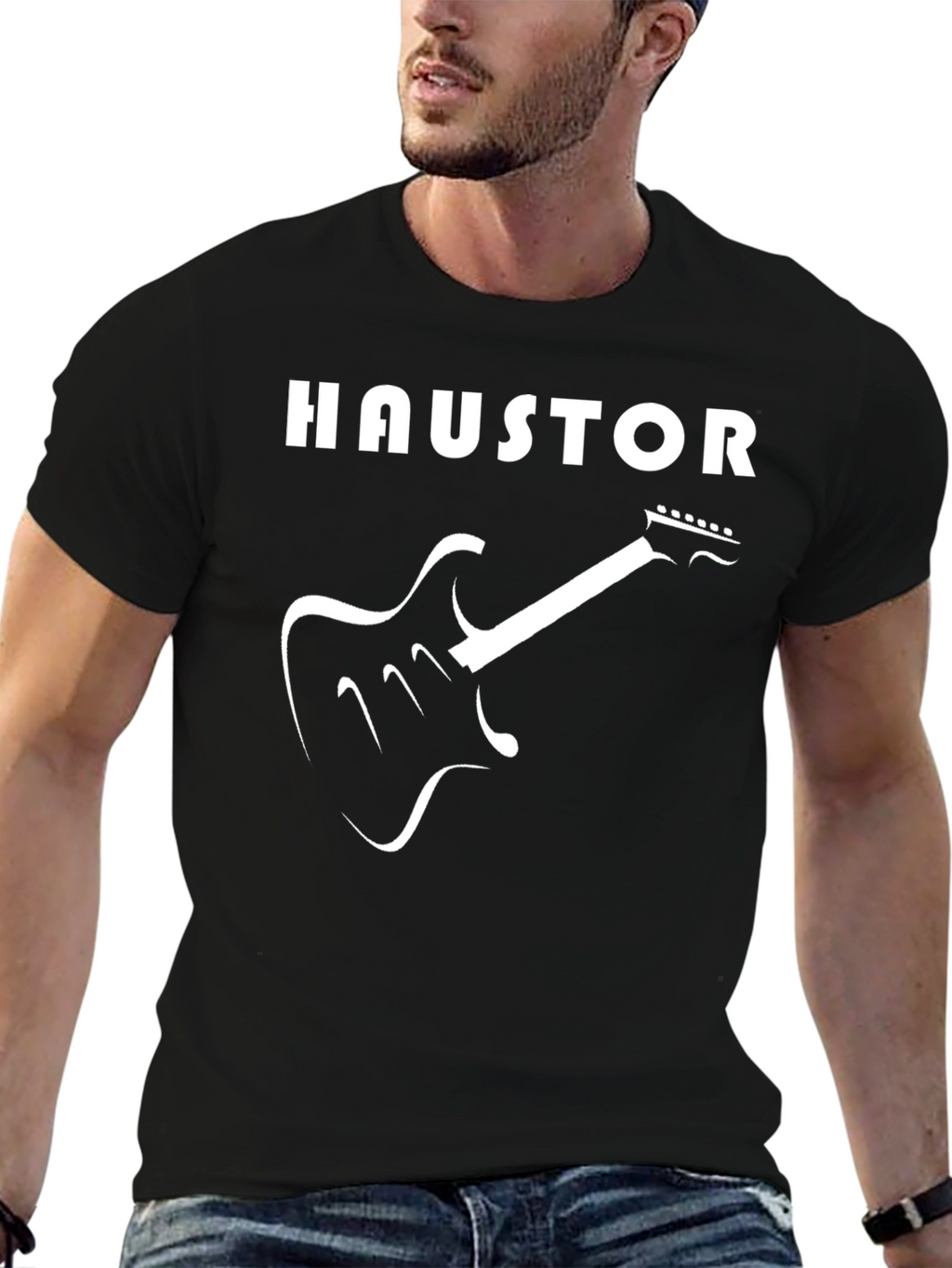 Haustor Guitar Graphic T-Shirt - Black Cotton Tee