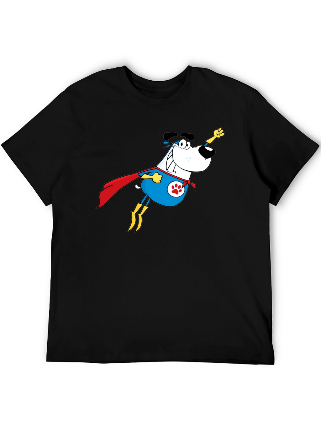 Superhero Dog Graphic Tee - Black Cotton T-Shirt