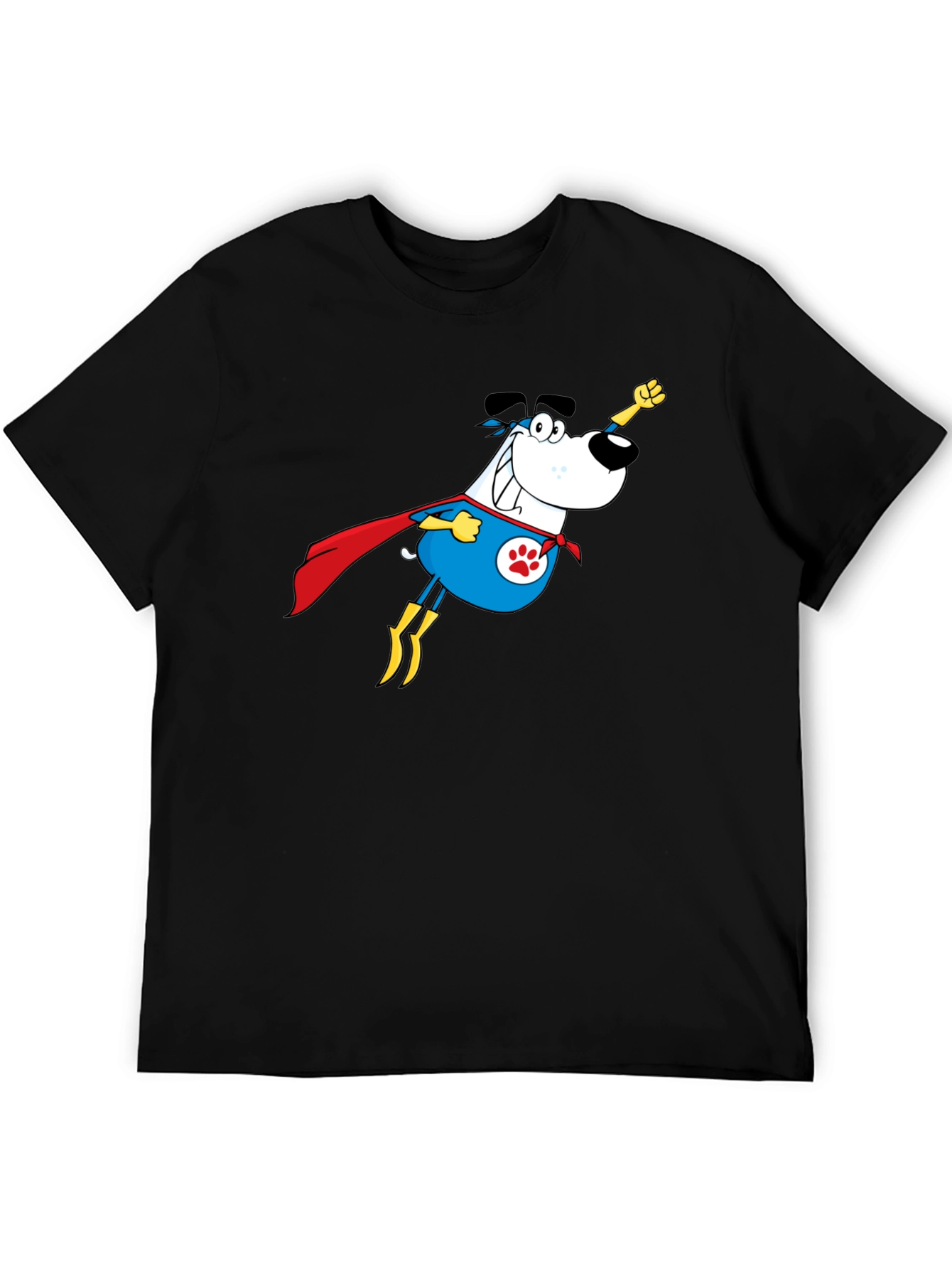 Superhero Dog Graphic Tee - Black Cotton T-Shirt