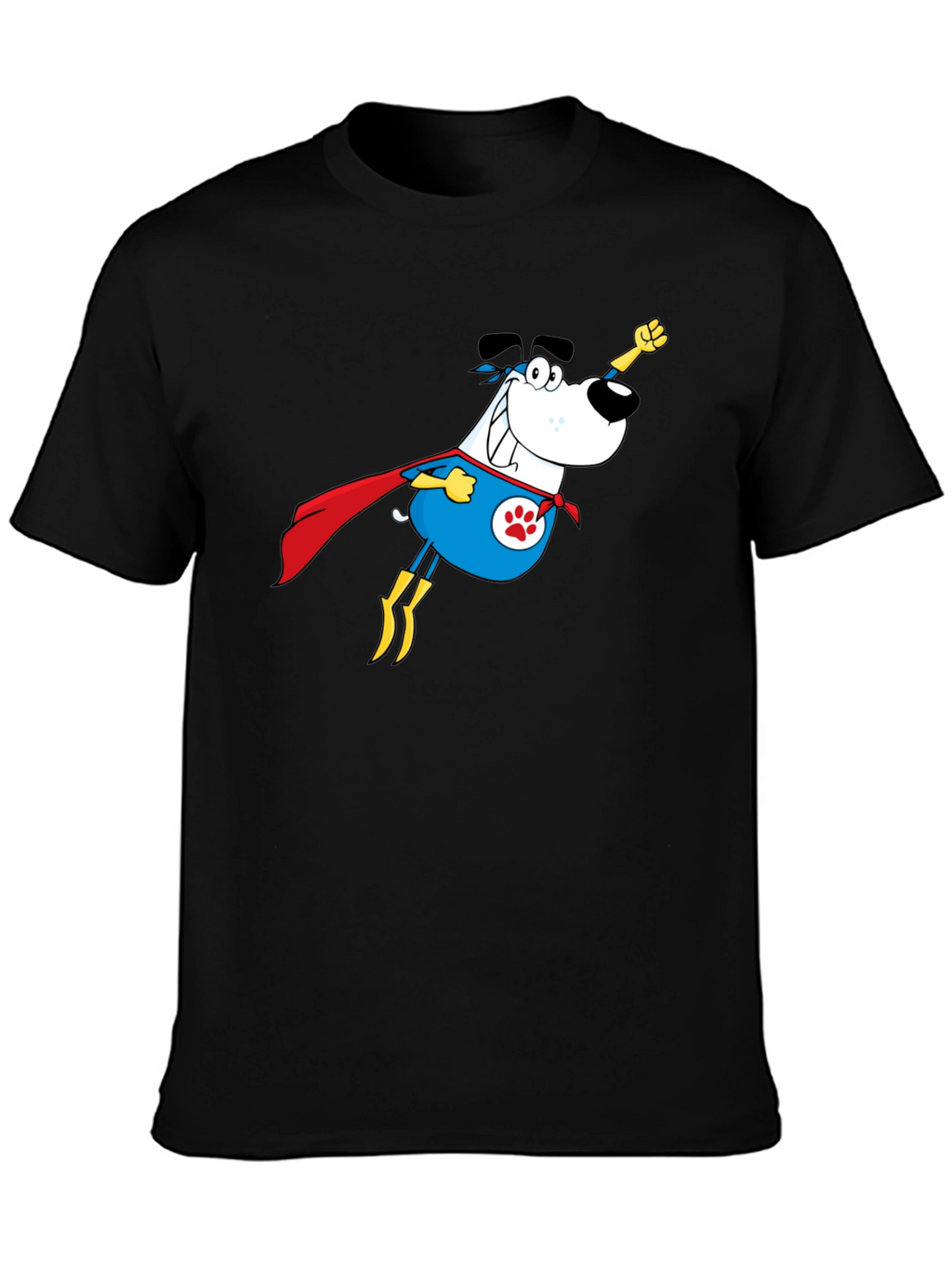 Superhero Dog Graphic Tee - Black Cotton T-Shirt