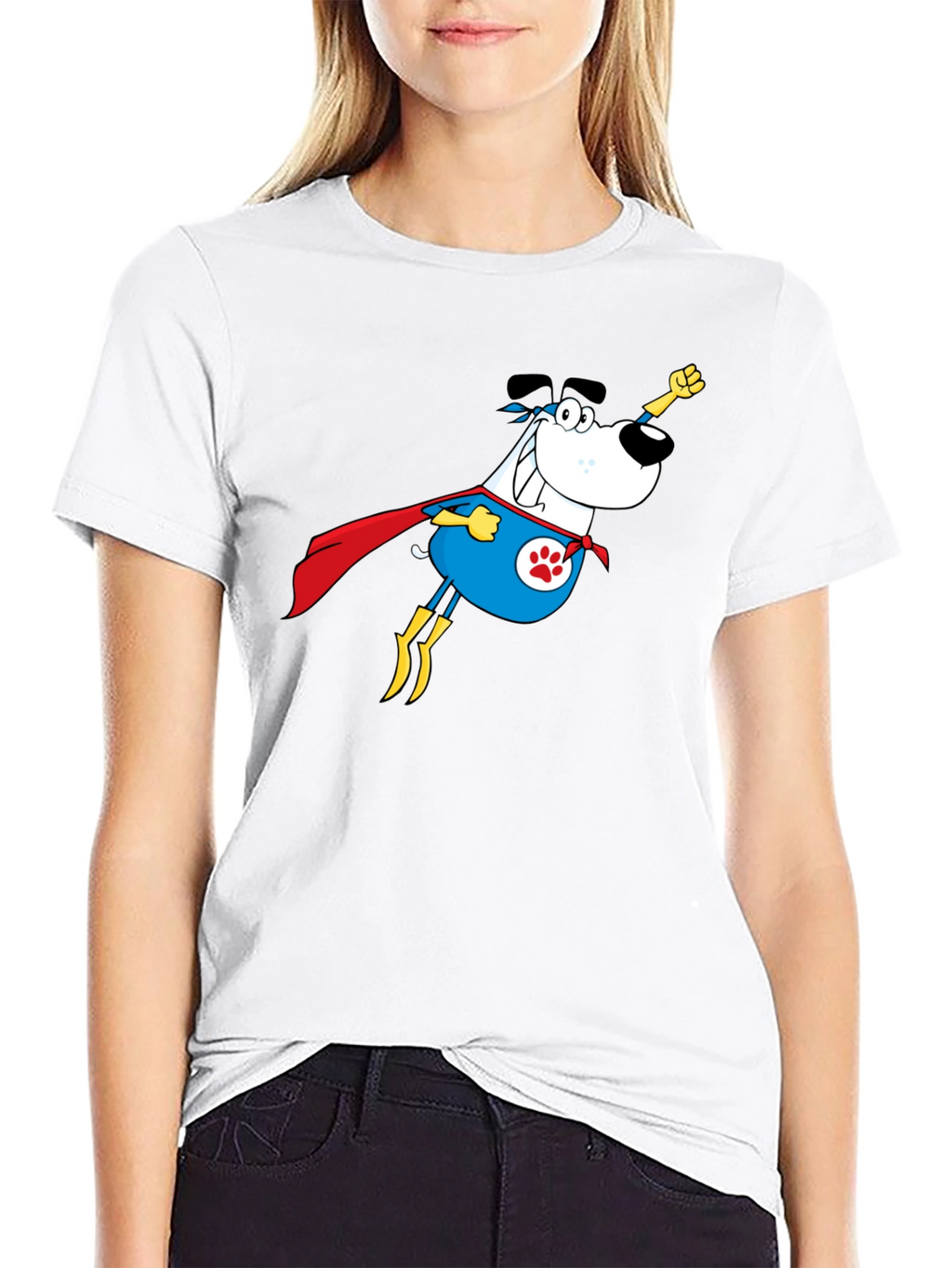 Superhero Dog Graphic Tee - Black Cotton T-Shirt
