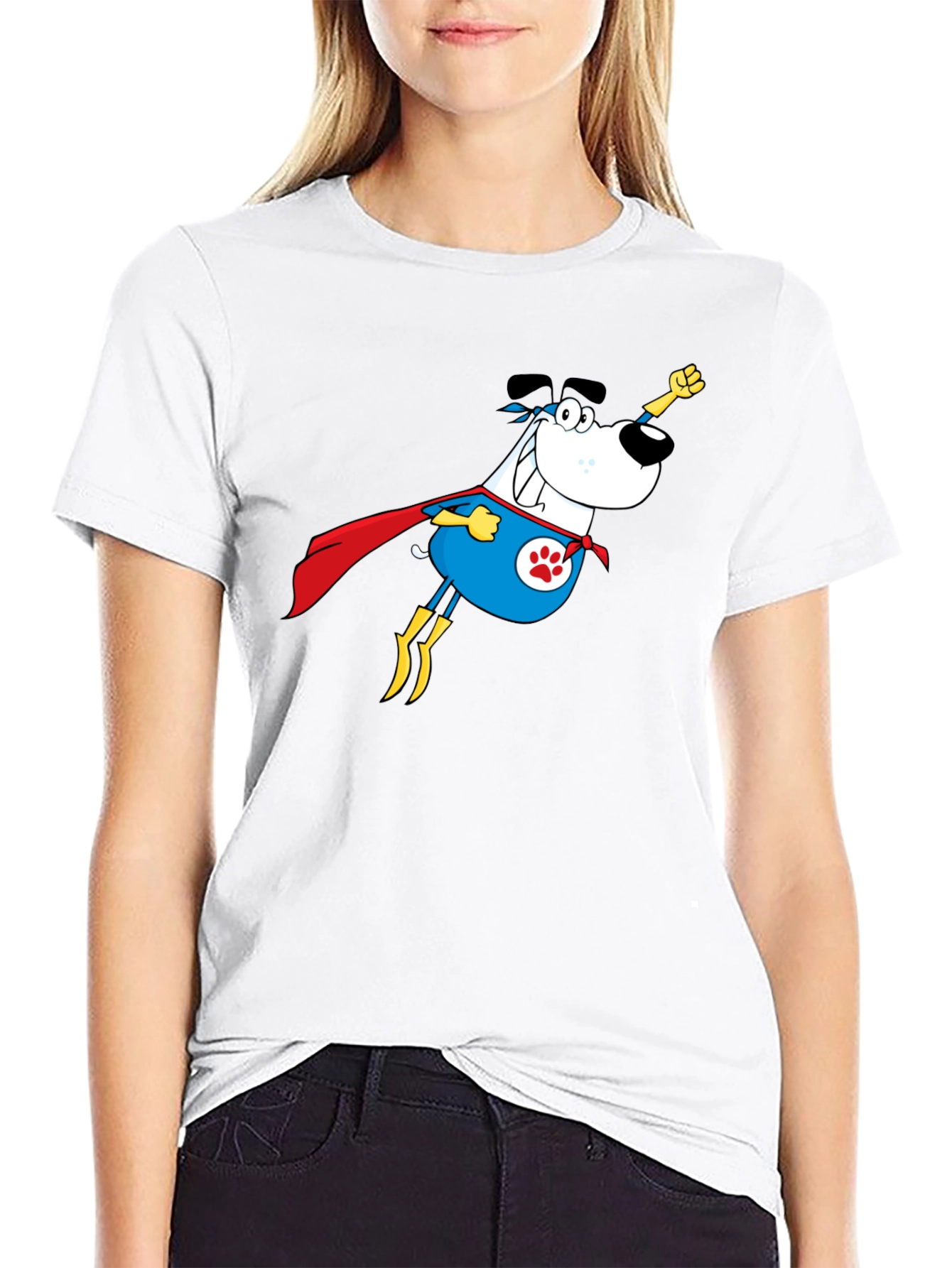 Superhero Dog Graphic Tee - Black Cotton T-Shirt