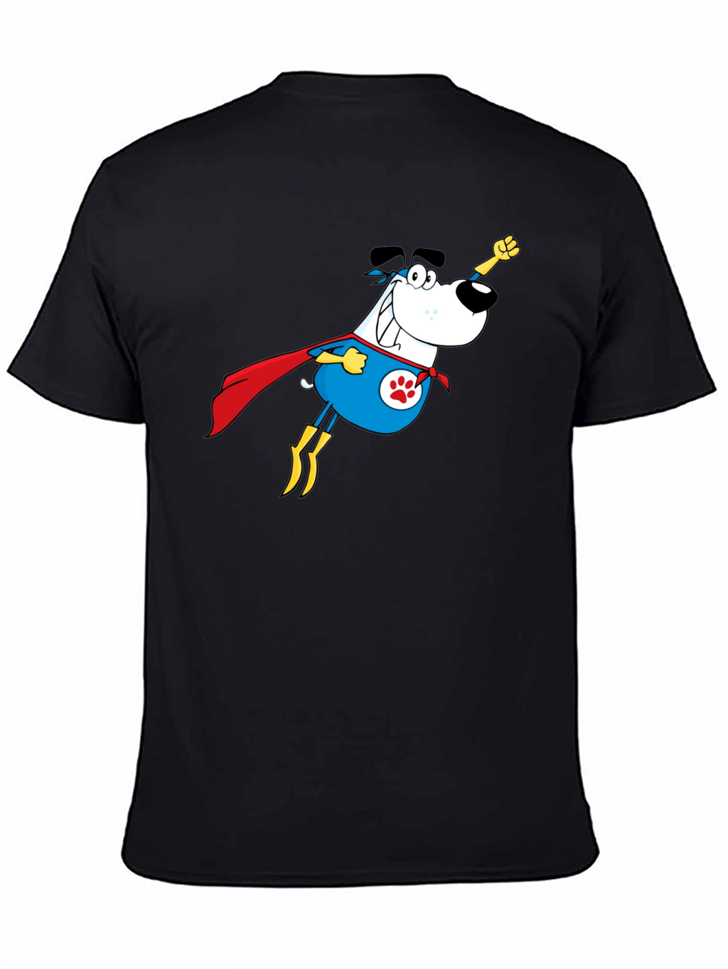 Superhero Dog Graphic Tee - Black Cotton T-Shirt