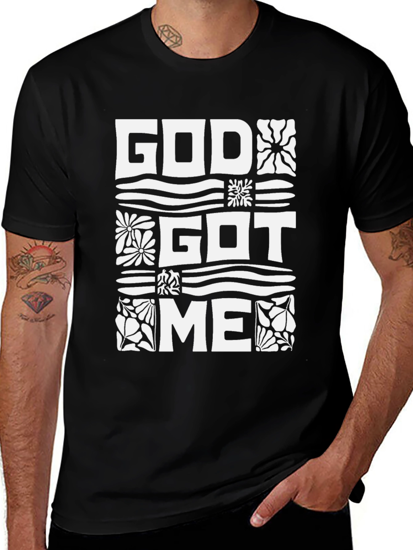 God Got Me T-Shirt Black Crew Neck Tee Christian Apparel