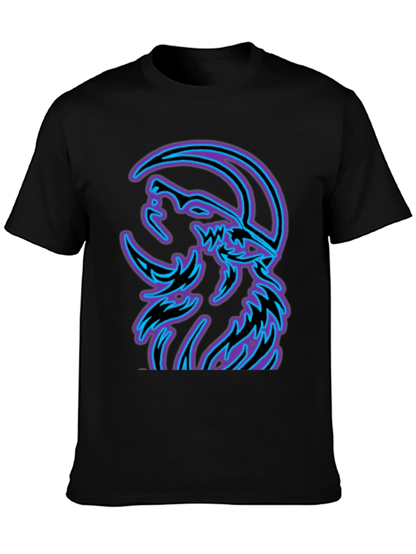 Wolf Moon Graphic Tee - Black Cotton Blend