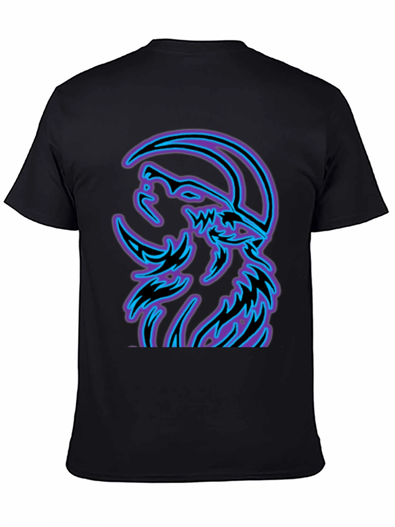 Wolf Moon Graphic Tee - Black Cotton Blend