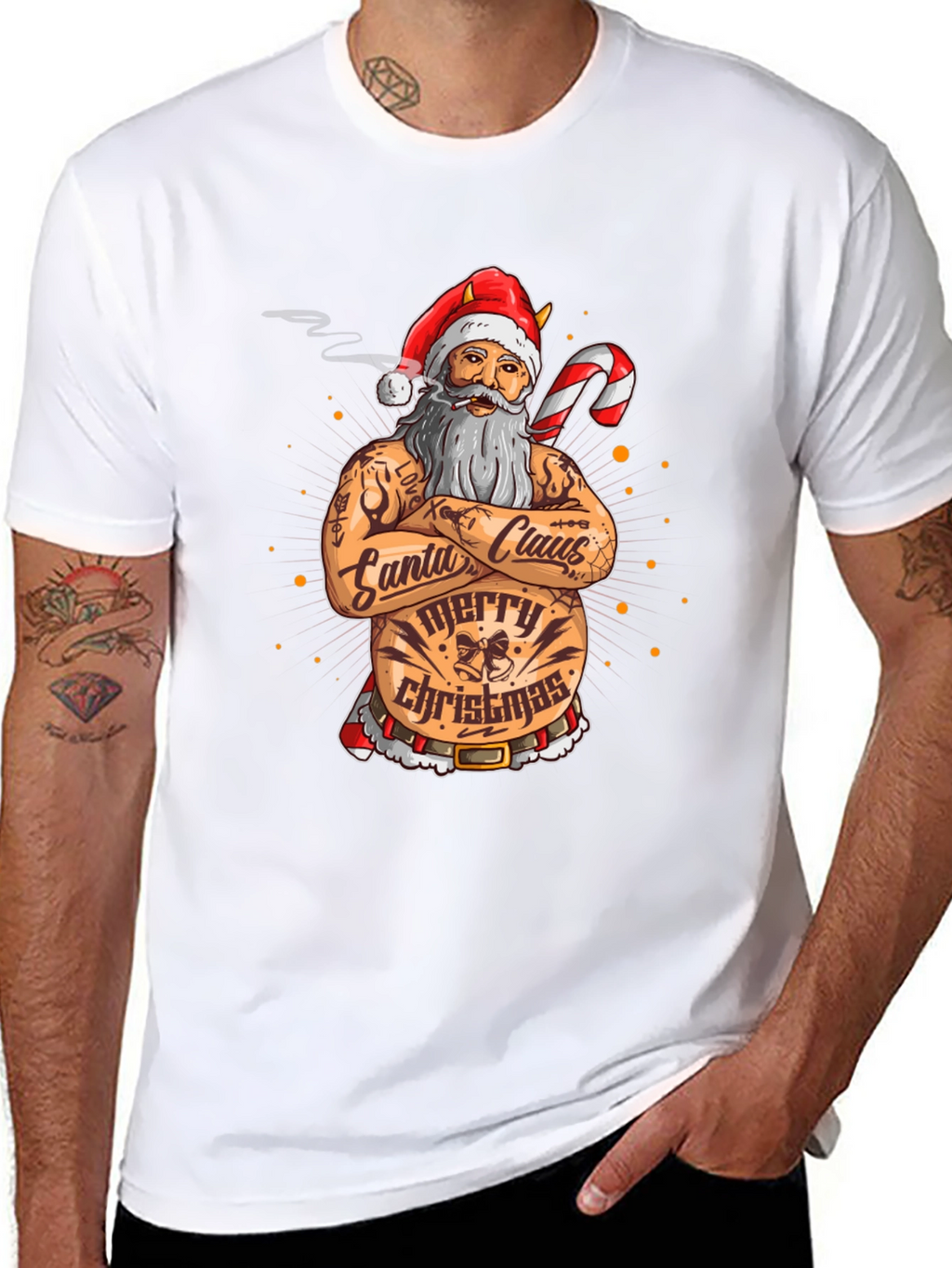 Tattooed Santa Claus Christmas T-Shirt