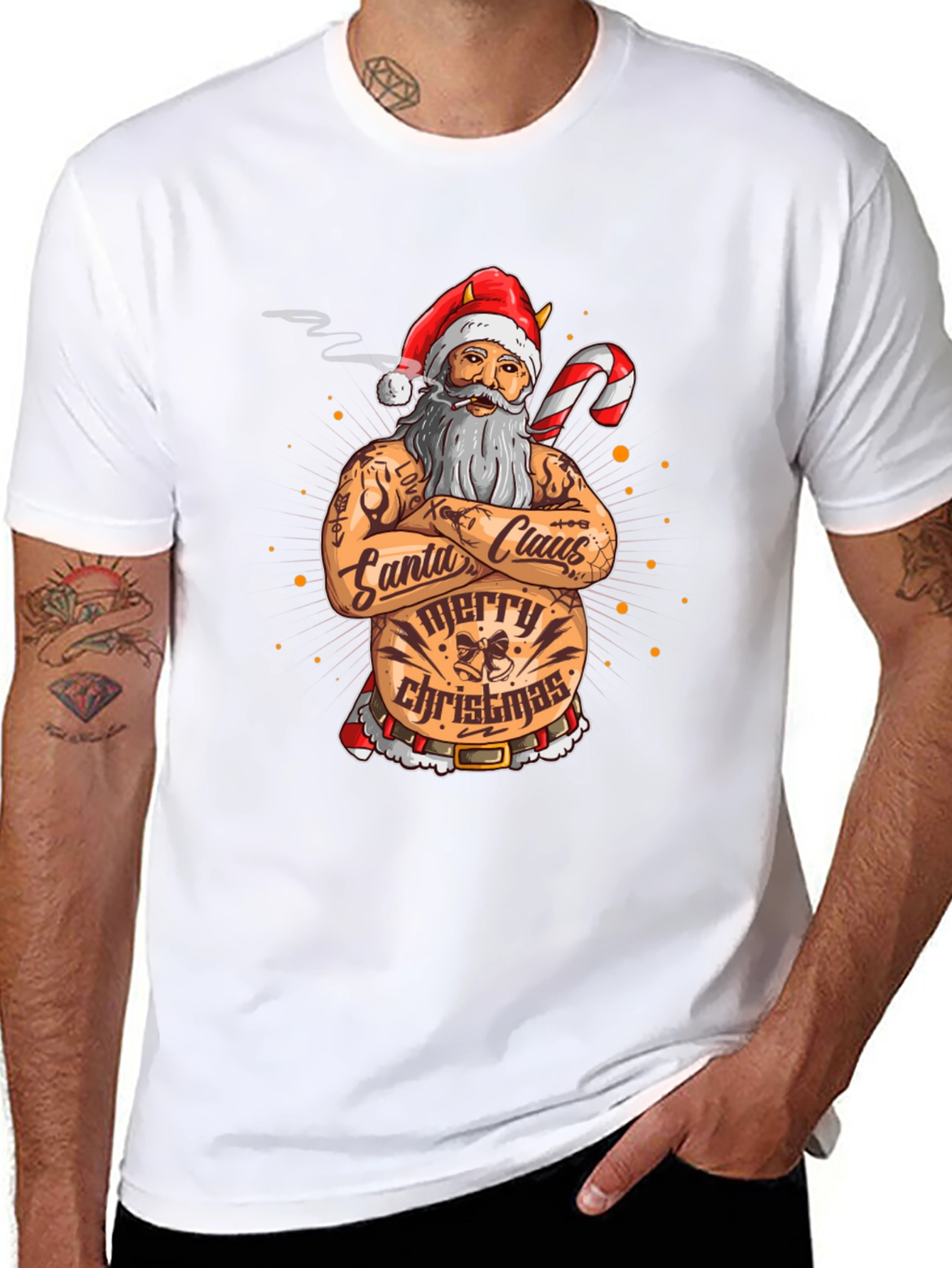 Tattooed Santa Claus Christmas T-Shirt