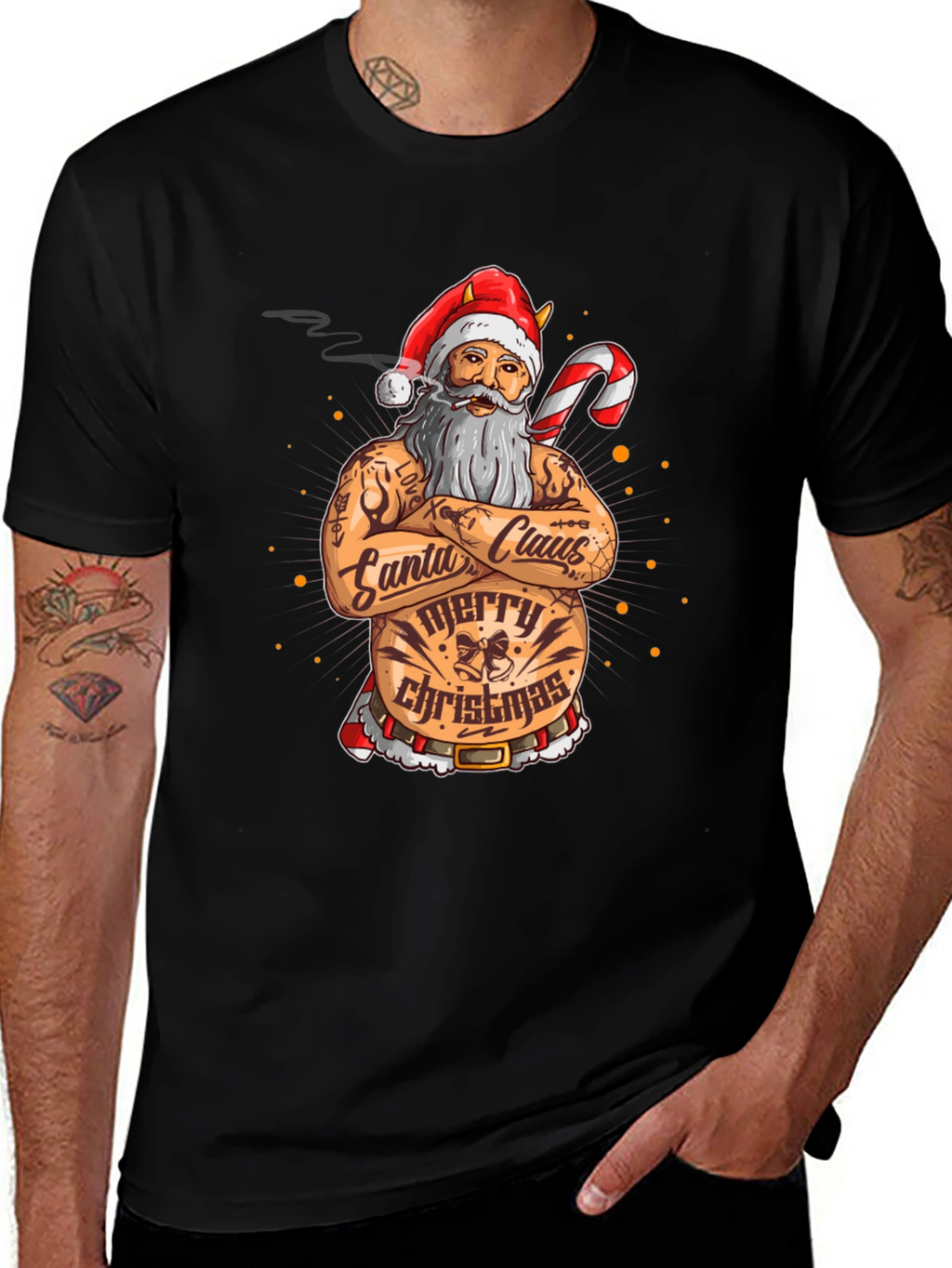 Tattooed Santa Claus Christmas T-Shirt