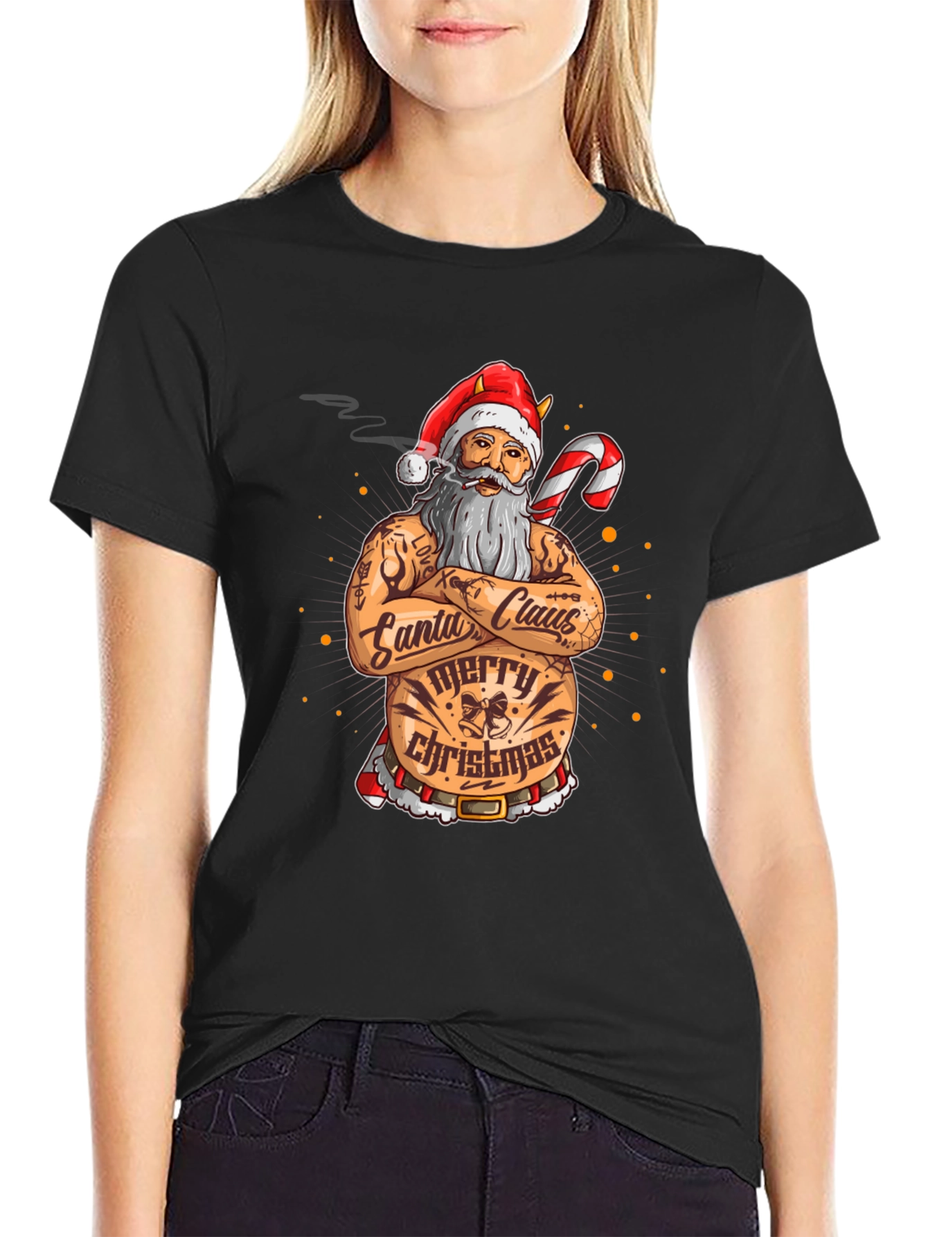 Tattooed Santa Claus Christmas T-Shirt