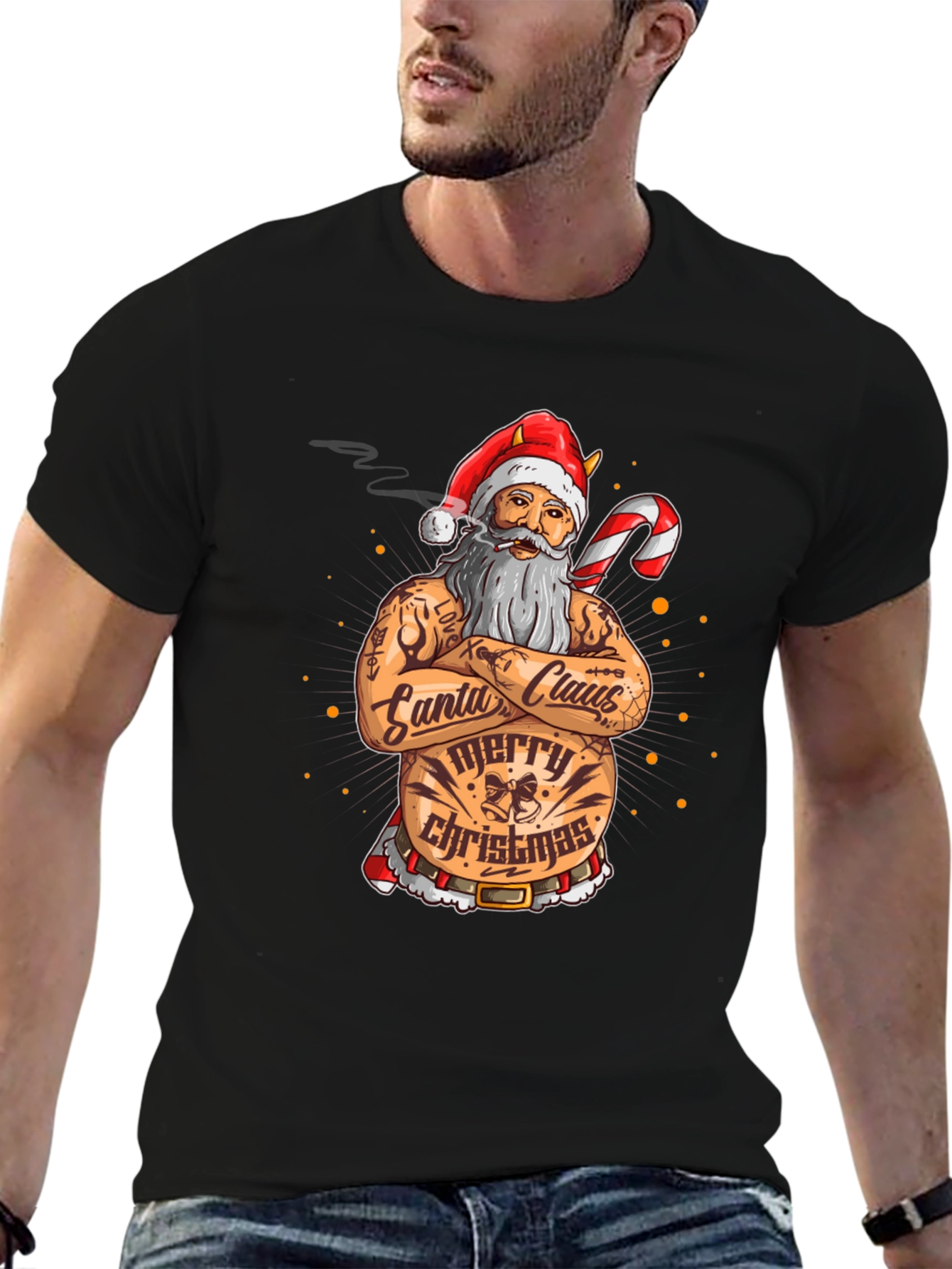 Tattooed Santa Claus Christmas T-Shirt