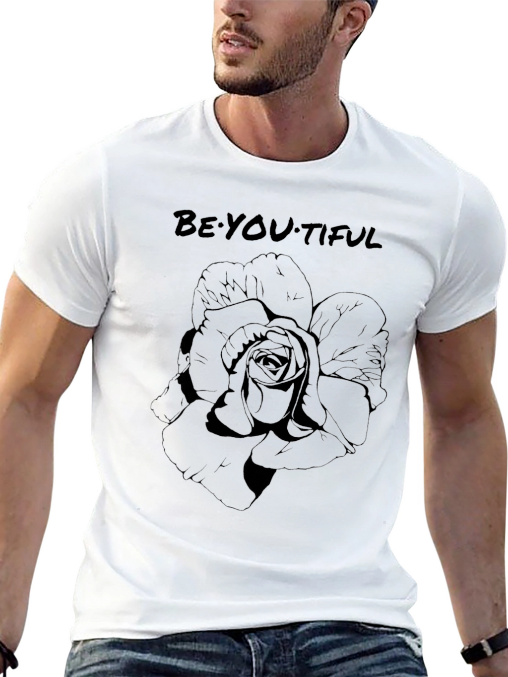 Be-YOU-tiful Rose Graphic Tee - Black T-Shirt