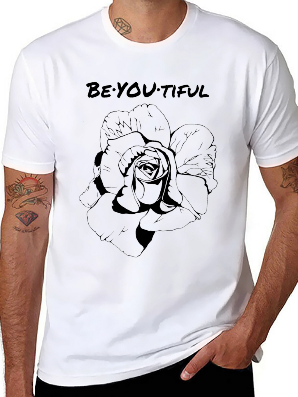 Be-YOU-tiful Rose Graphic Tee - Black T-Shirt