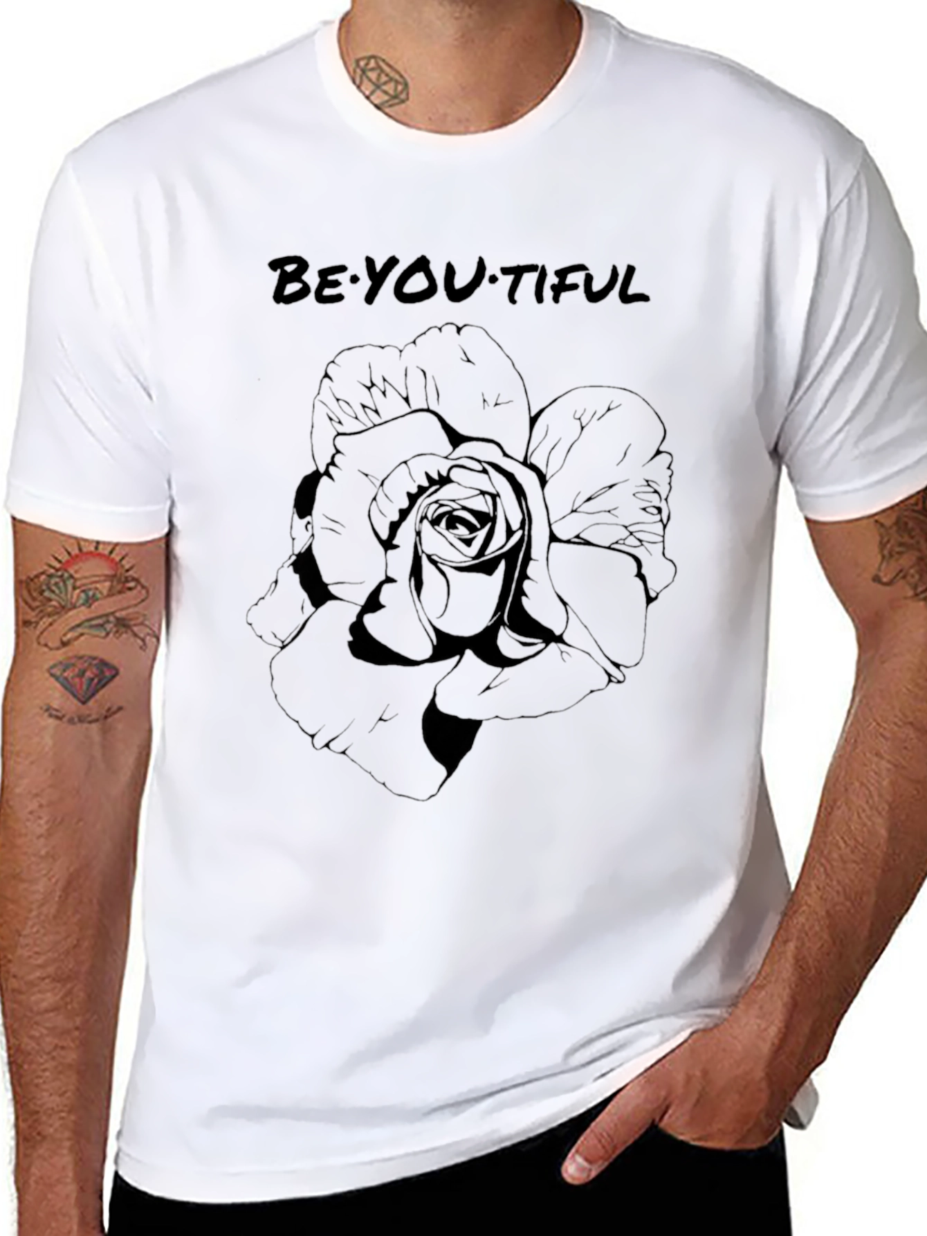 Be-YOU-tiful Rose Graphic Tee - Black T-Shirt