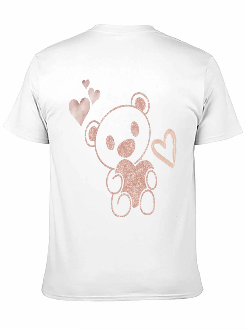 Cute Teddy Bear Heart Graphic Tee - Black