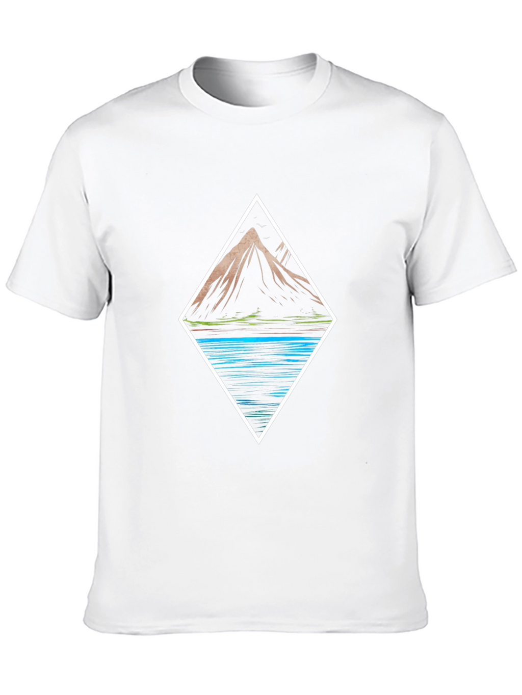 Mountain & Lake Graphic Tee - Black Cotton T-Shirt