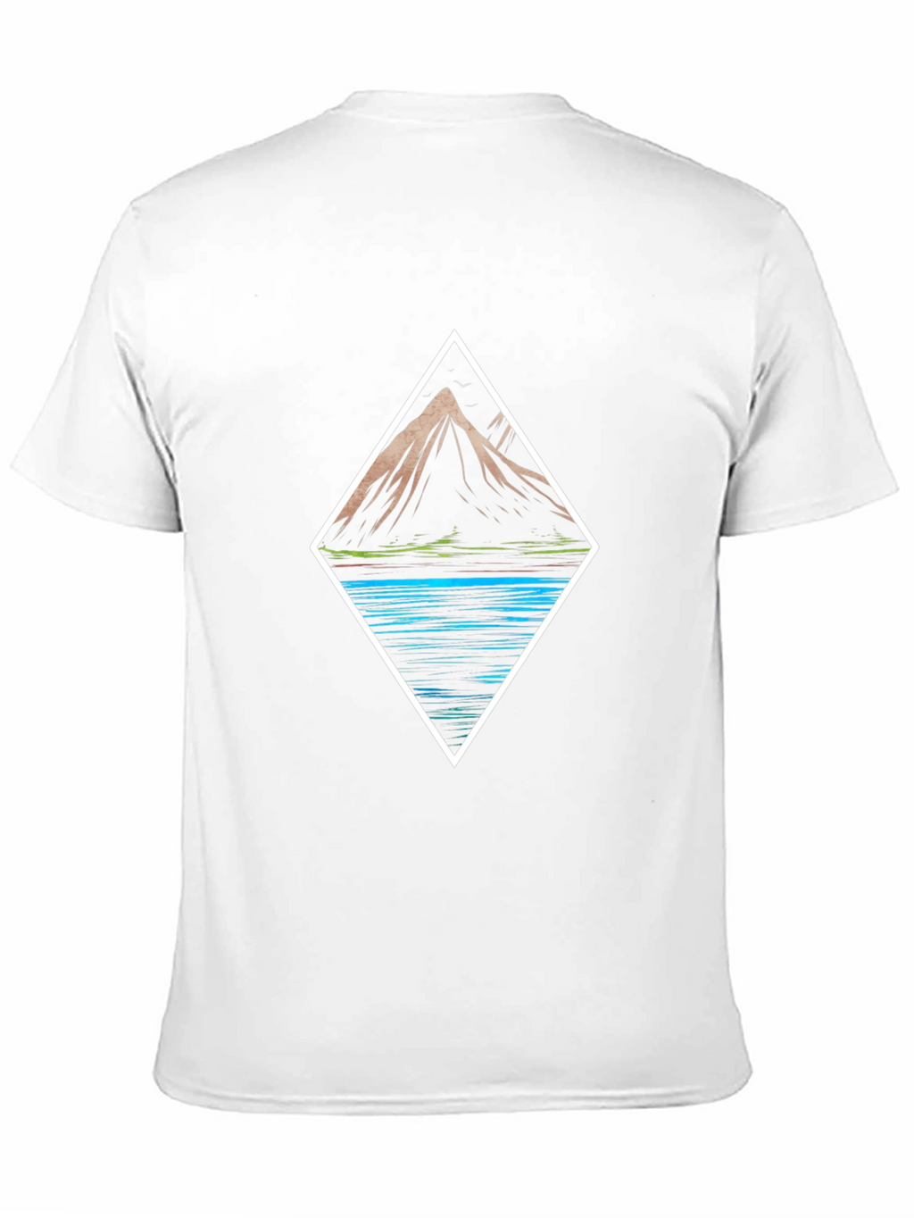 Mountain & Lake Graphic Tee - Black Cotton T-Shirt