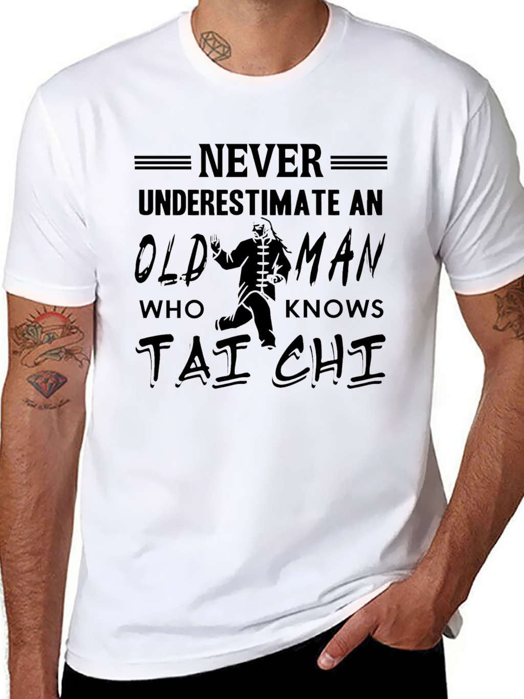 Never Underestimate Tai Chi Old Man Graphic Tee