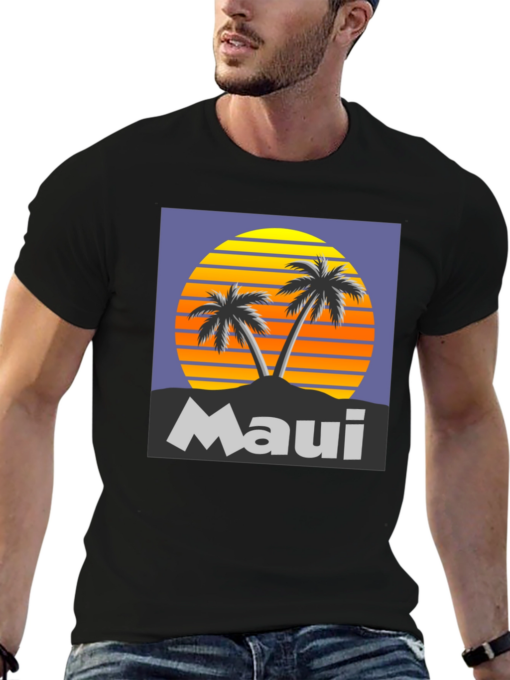 Maui Sunset Palm Tree Graphic Tee