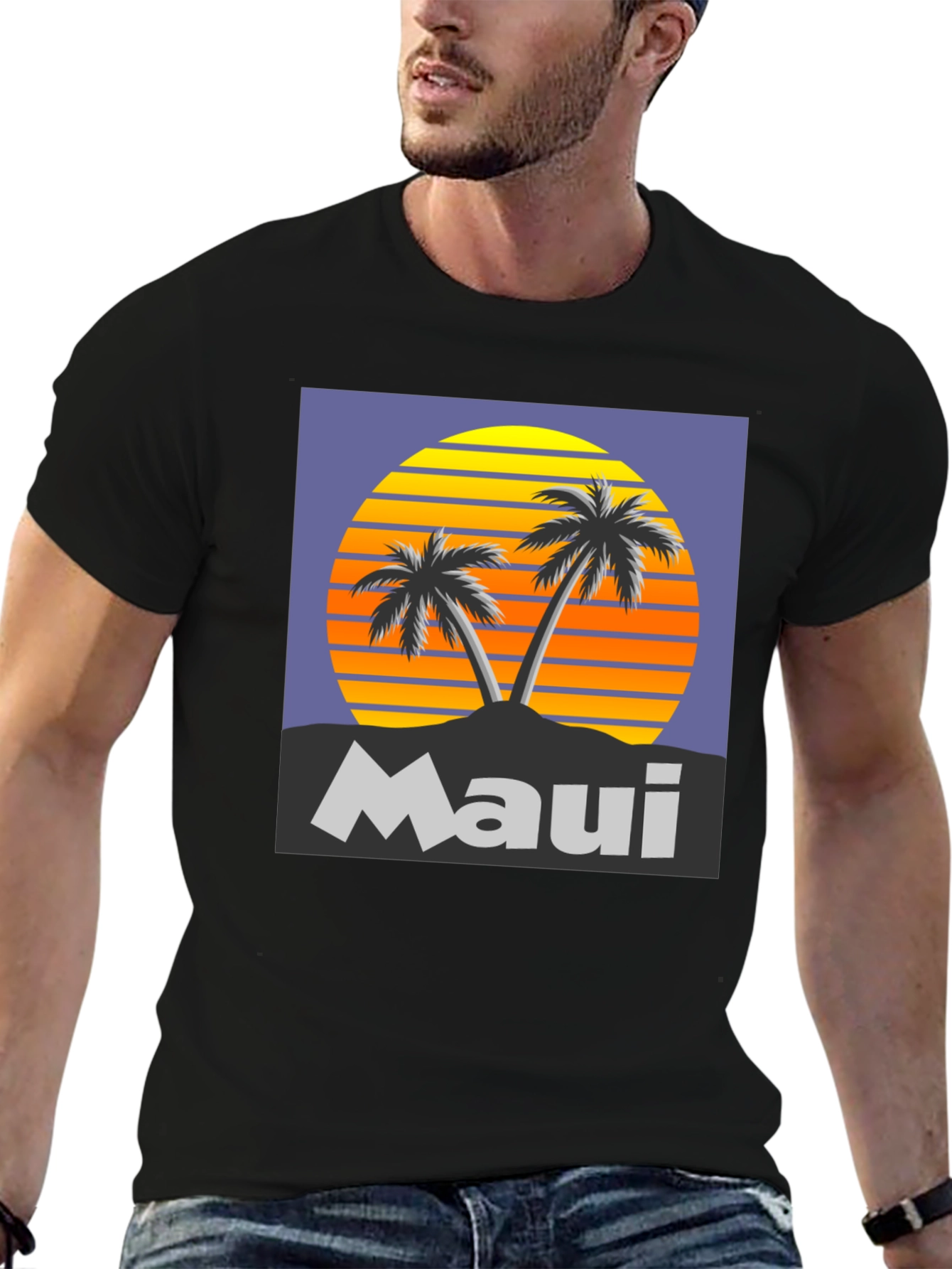 Maui Sunset Palm Tree Graphic Tee