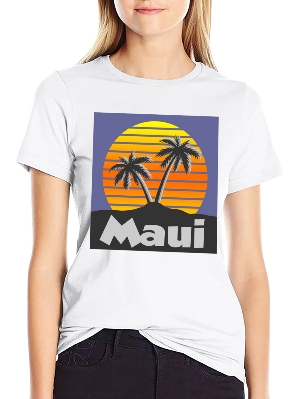 Maui Sunset Palm Tree Graphic Tee