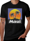 Maui Sunset Palm Tree Graphic Tee