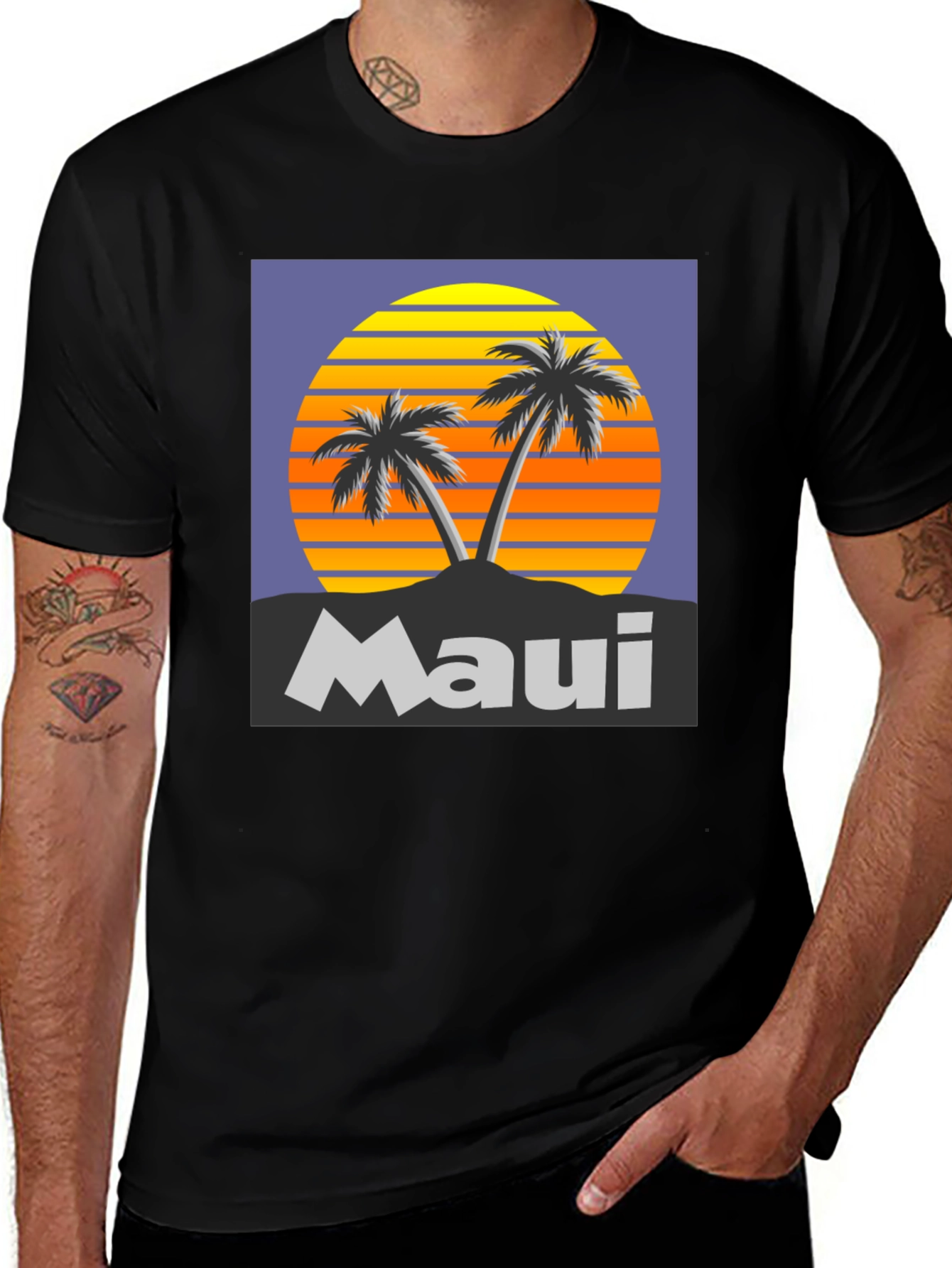 Maui Sunset Palm Tree Graphic Tee