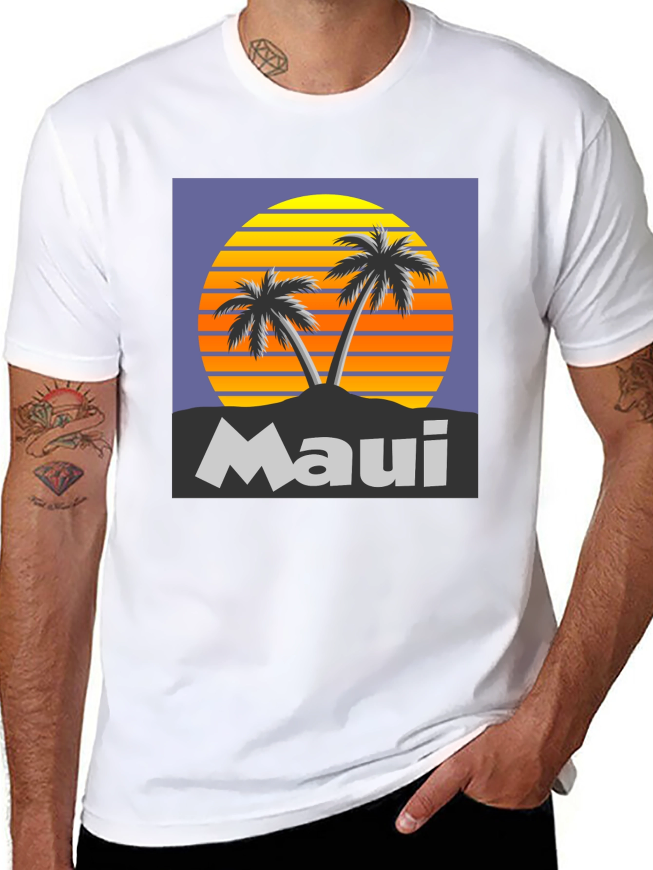 Maui Sunset Palm Tree Graphic Tee