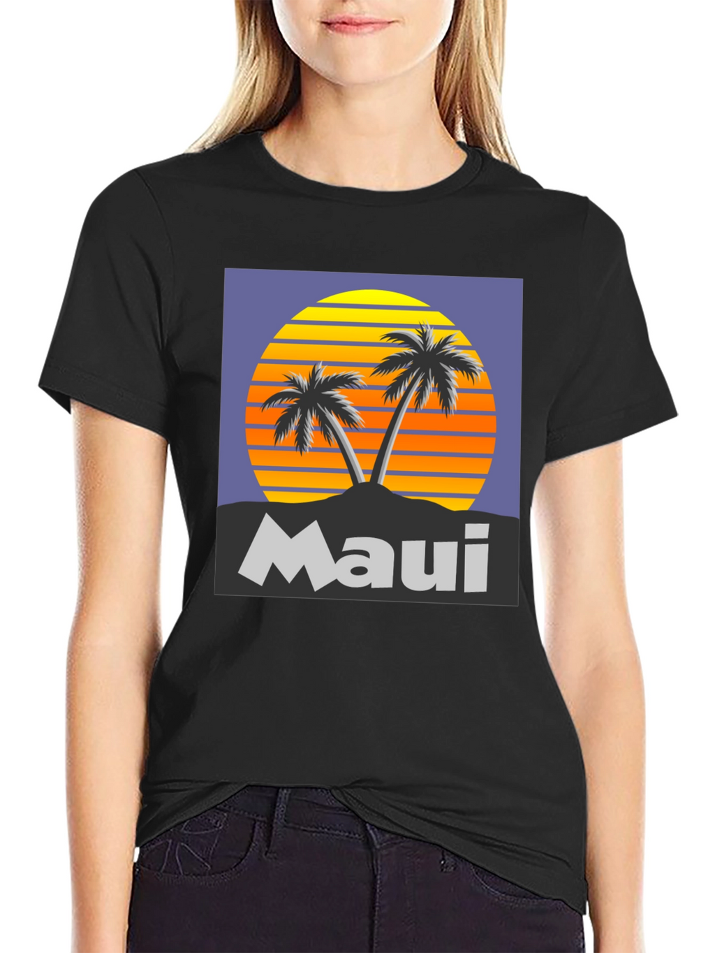 Maui Sunset Palm Tree Graphic Tee
