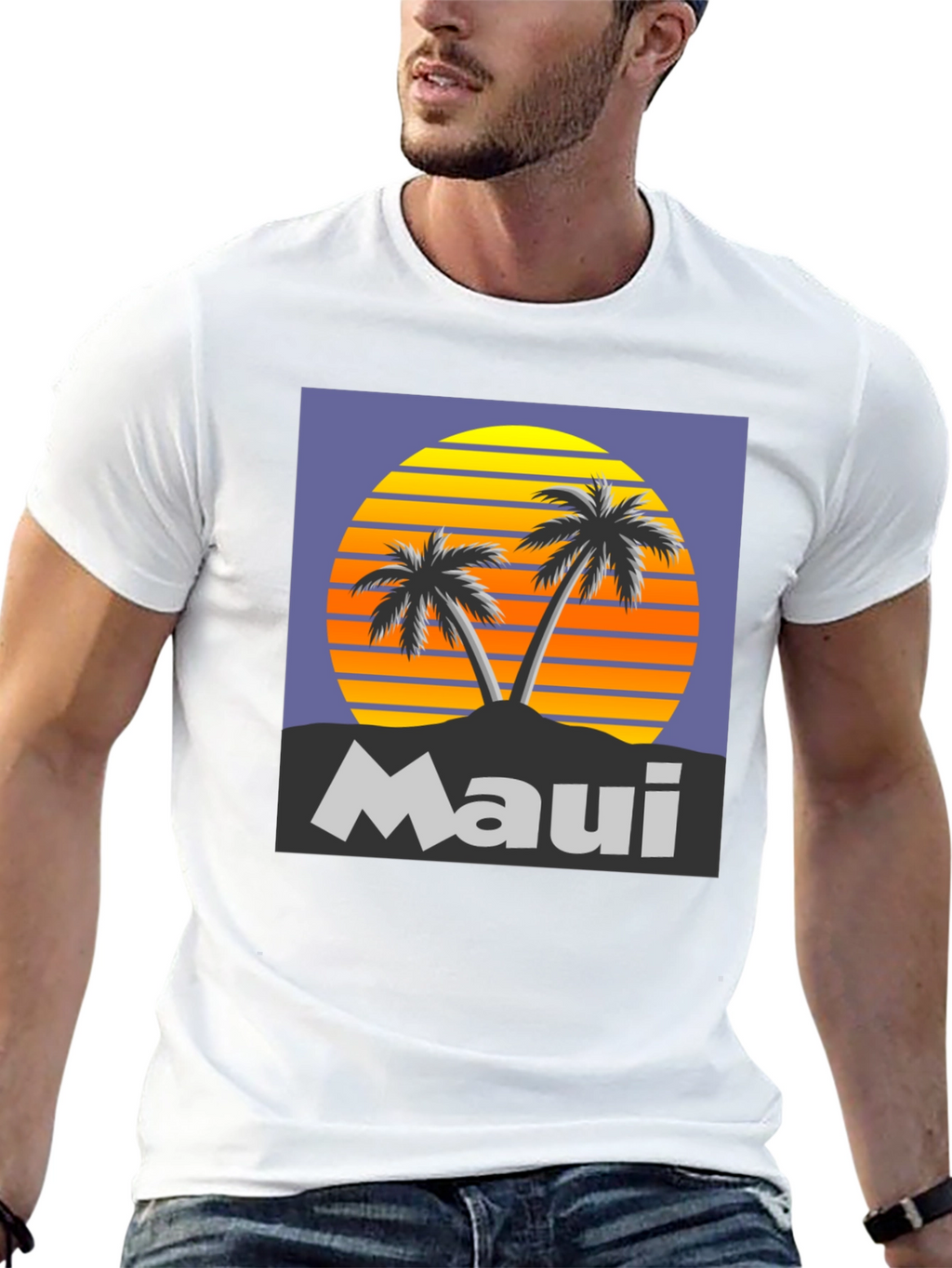 Maui Sunset Palm Tree Graphic Tee