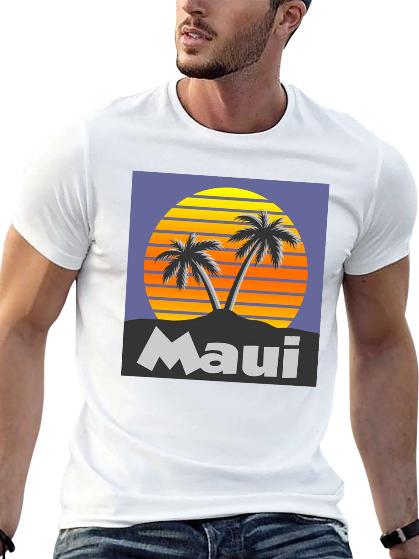 Maui Sunset Palm Tree Graphic Tee