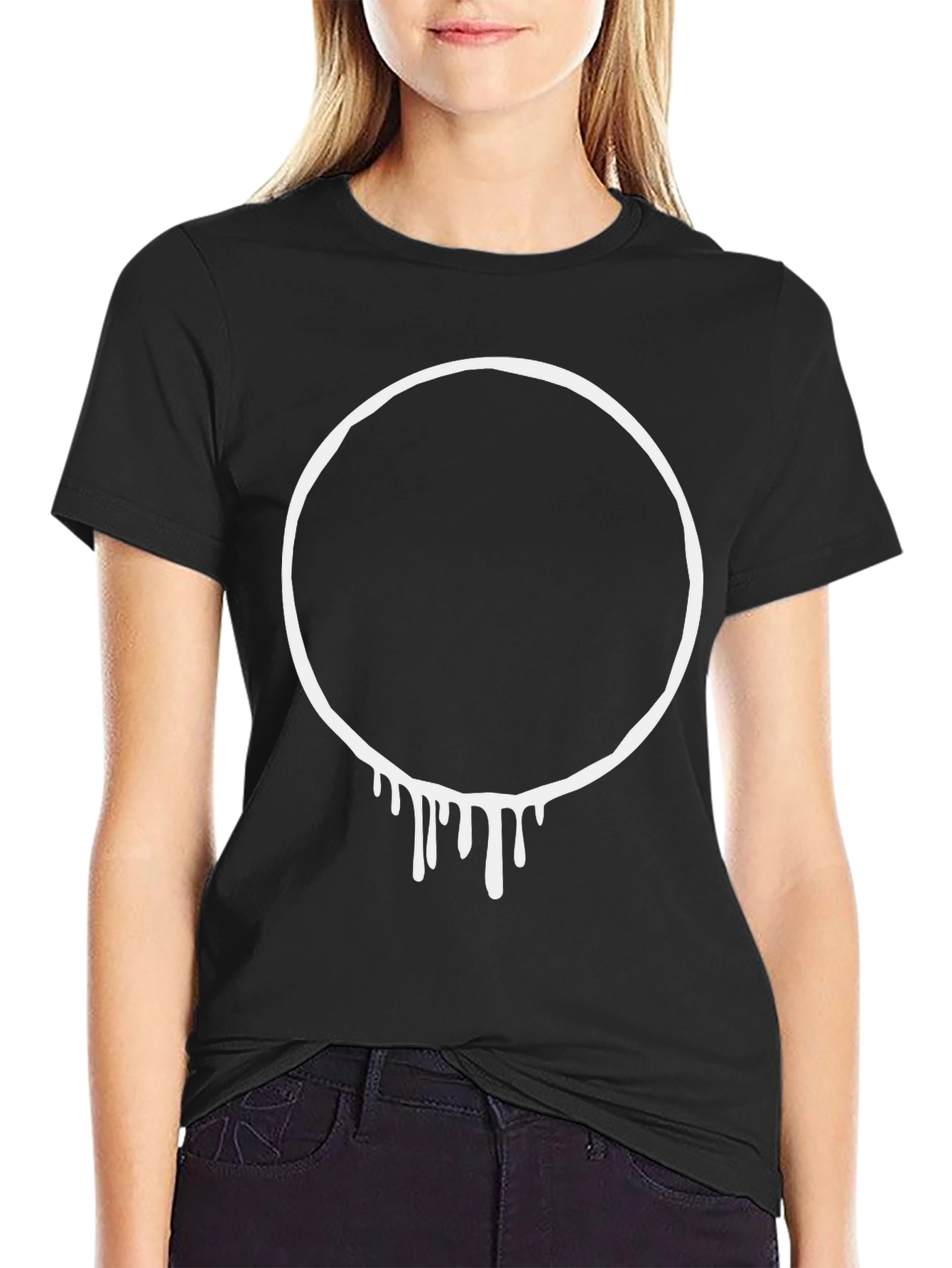 Dripping Circle Graphic Black T-Shirt
