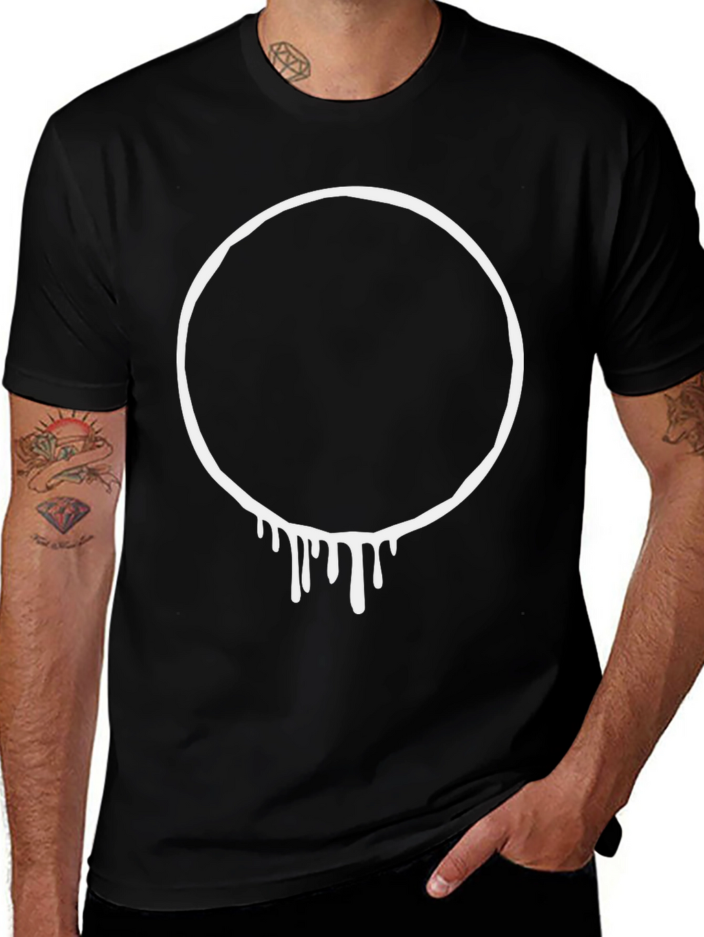 Dripping Circle Graphic Black T-Shirt