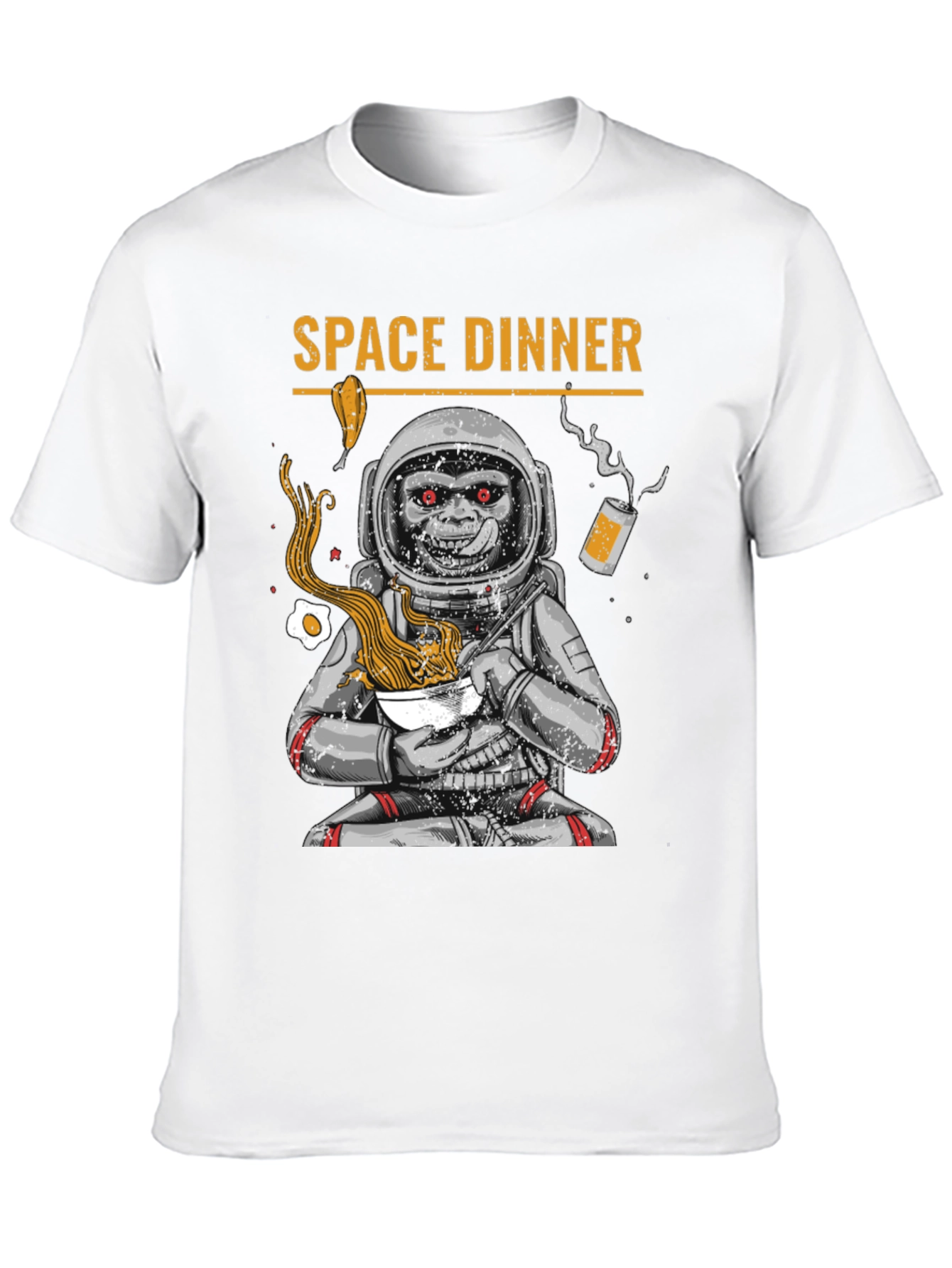 Space Dinner T-Shirt: Astronaut Monkey Ramen Tee