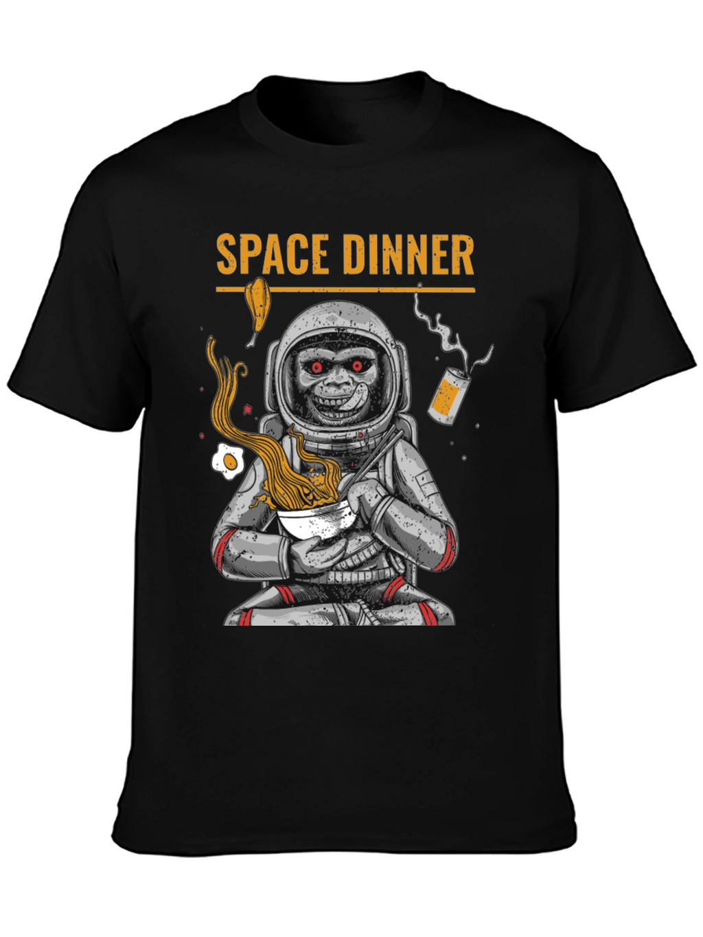 Space Dinner T-Shirt: Astronaut Monkey Ramen Tee
