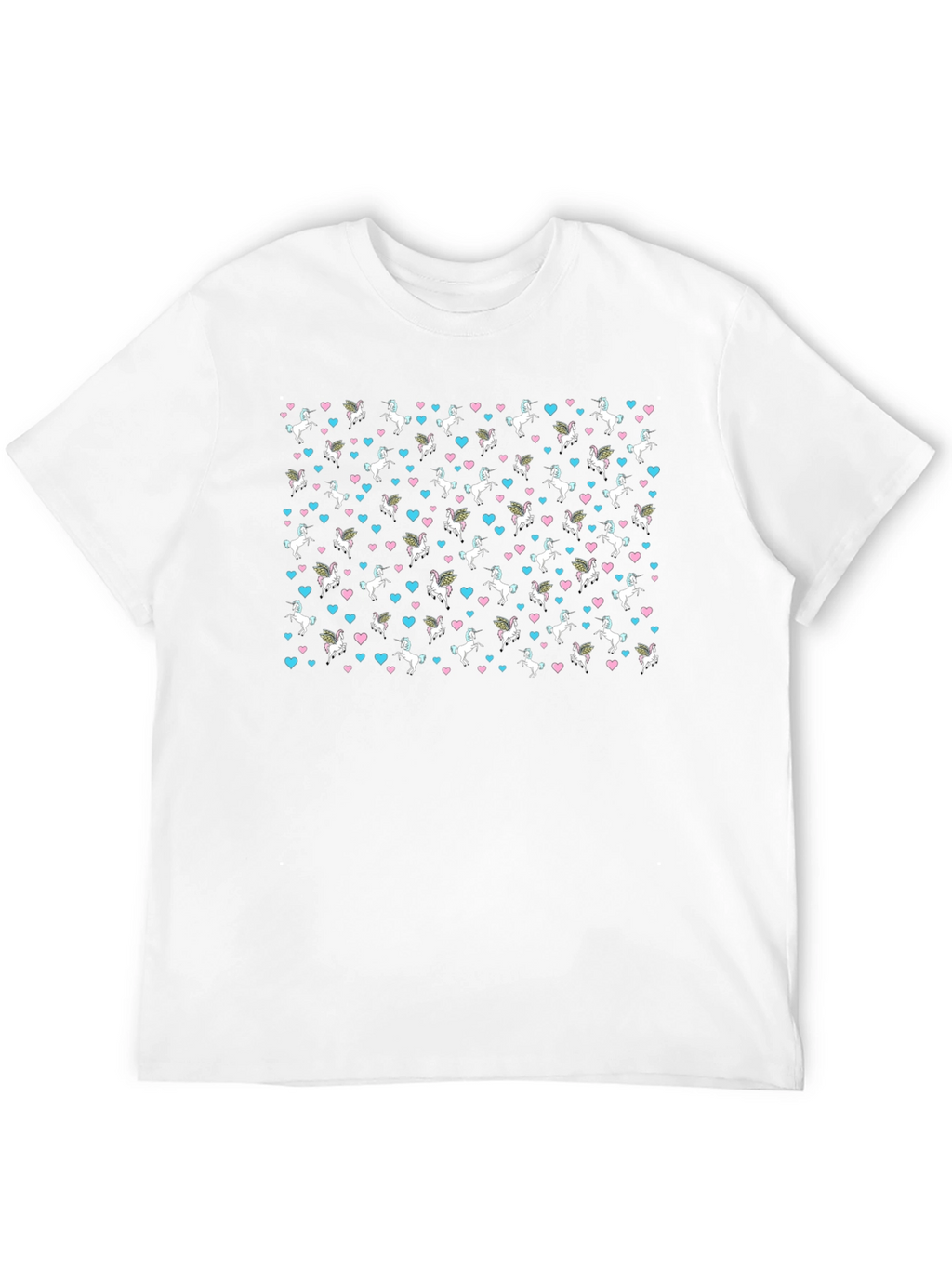 Unicorn & Heart Print Black T-Shirt