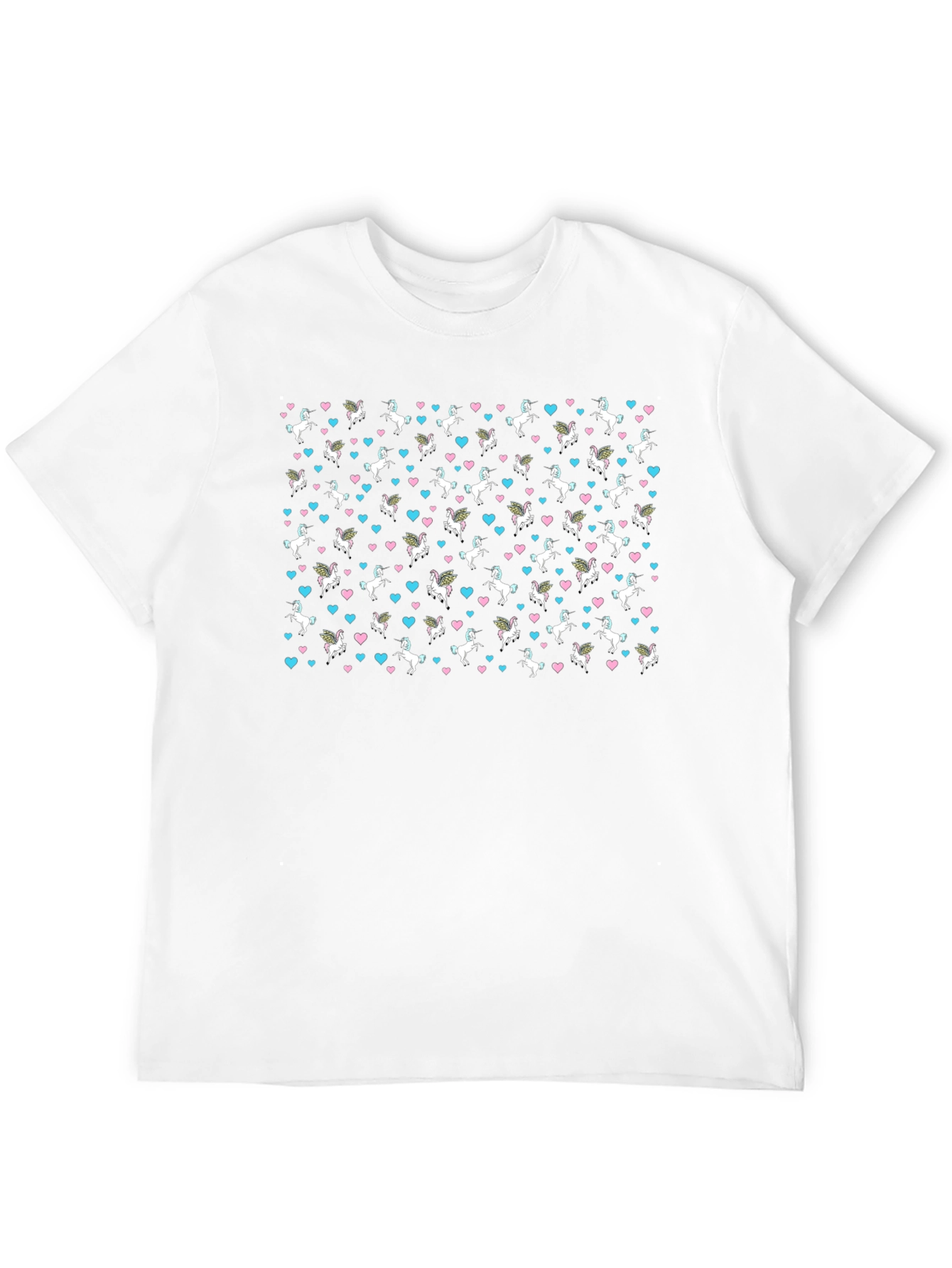 Unicorn & Heart Print Black T-Shirt