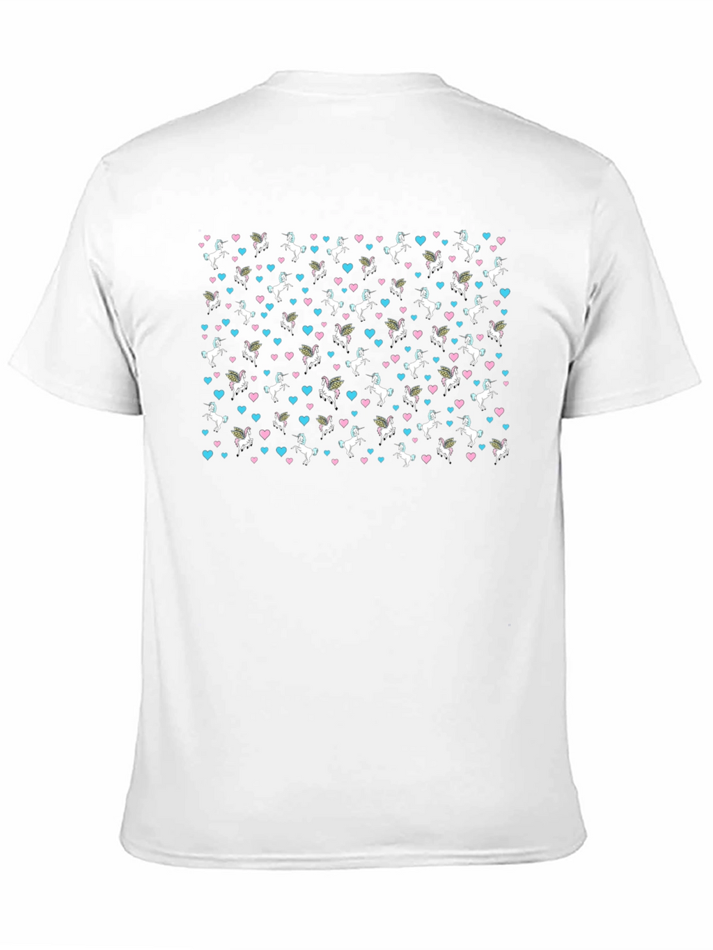 Unicorn & Heart Print Black T-Shirt
