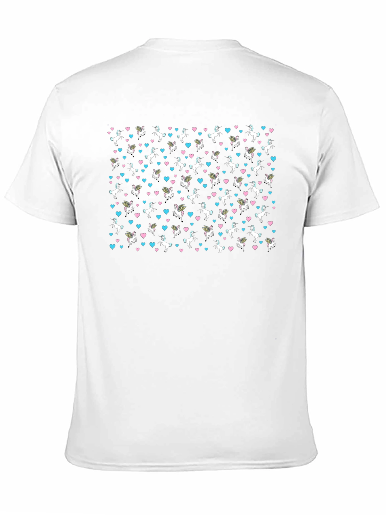 Unicorn & Heart Print Black T-Shirt