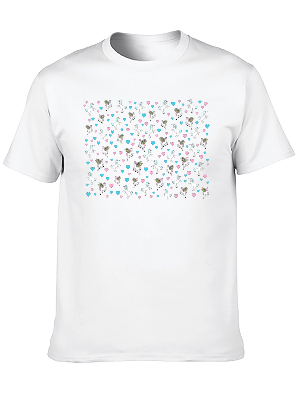 Unicorn & Heart Print Black T-Shirt