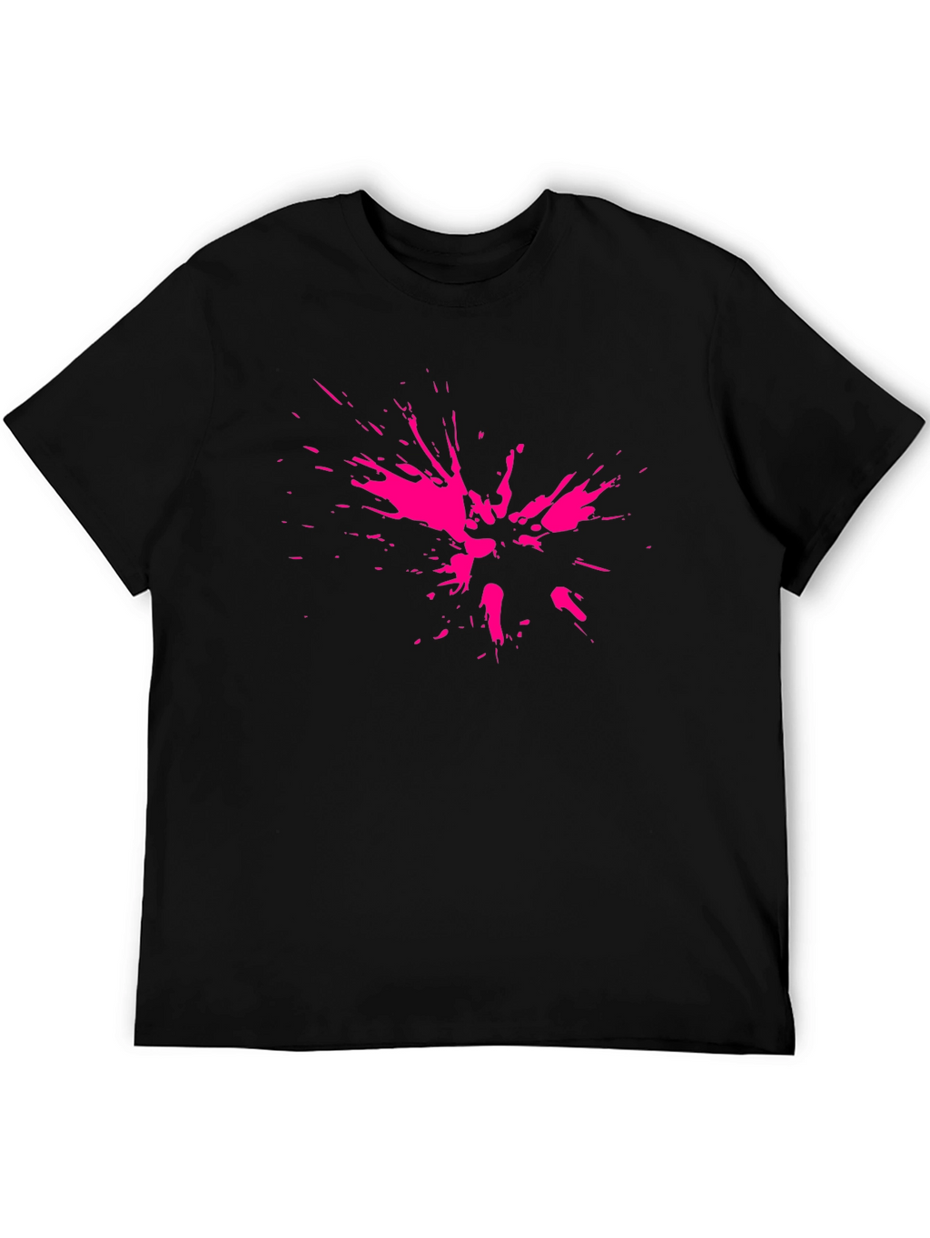 Abstract Pink Splatter Print Black T-Shirt
