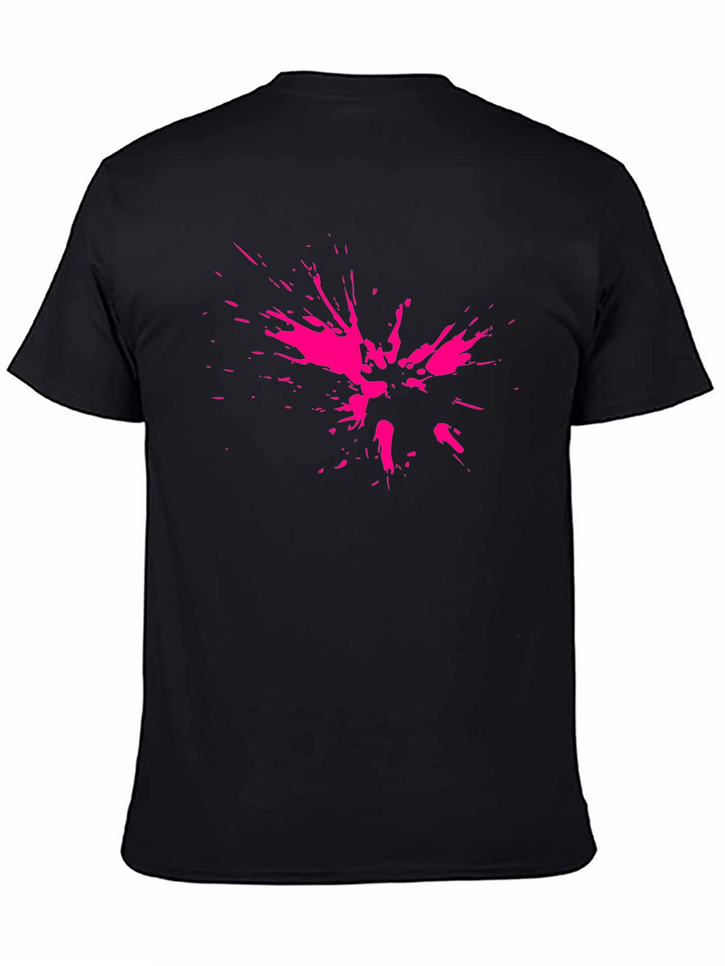 Abstract Pink Splatter Print Black T-Shirt