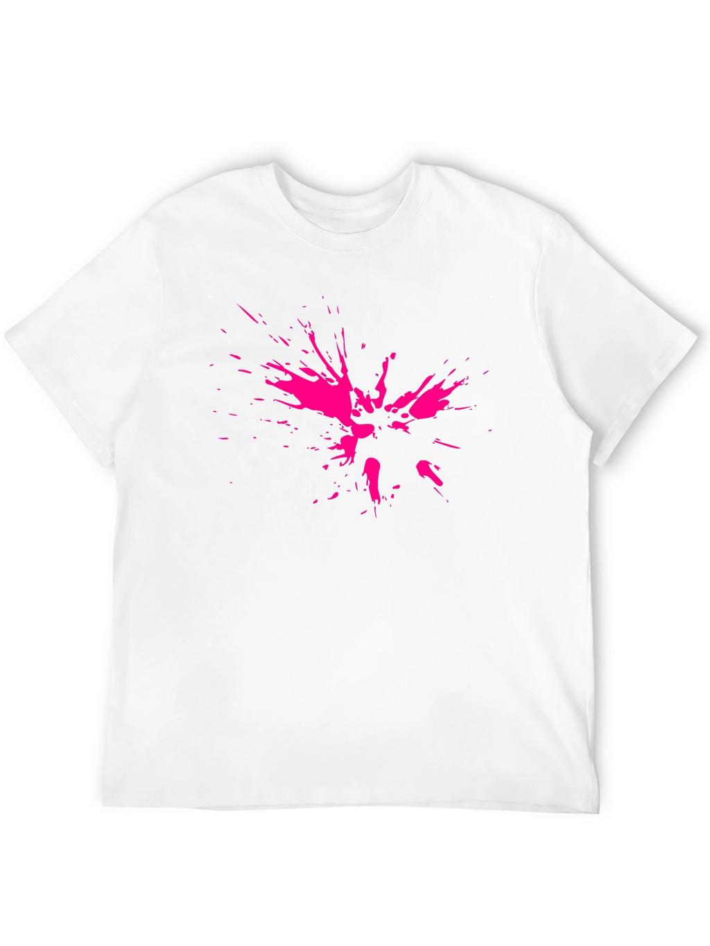 Abstract Pink Splatter Print Black T-Shirt