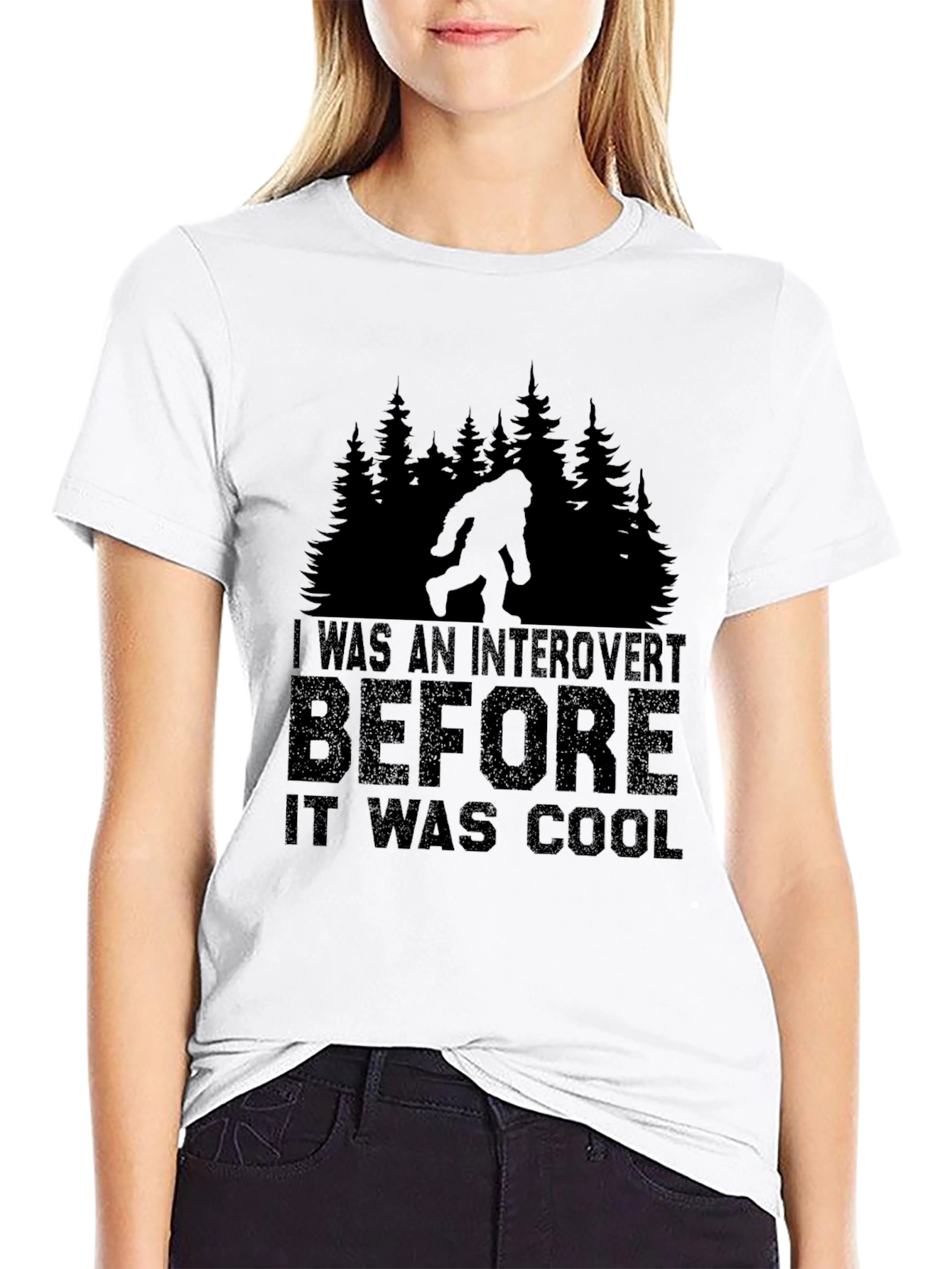 Introvert Before Cool Bigfoot Black T-Shirt
