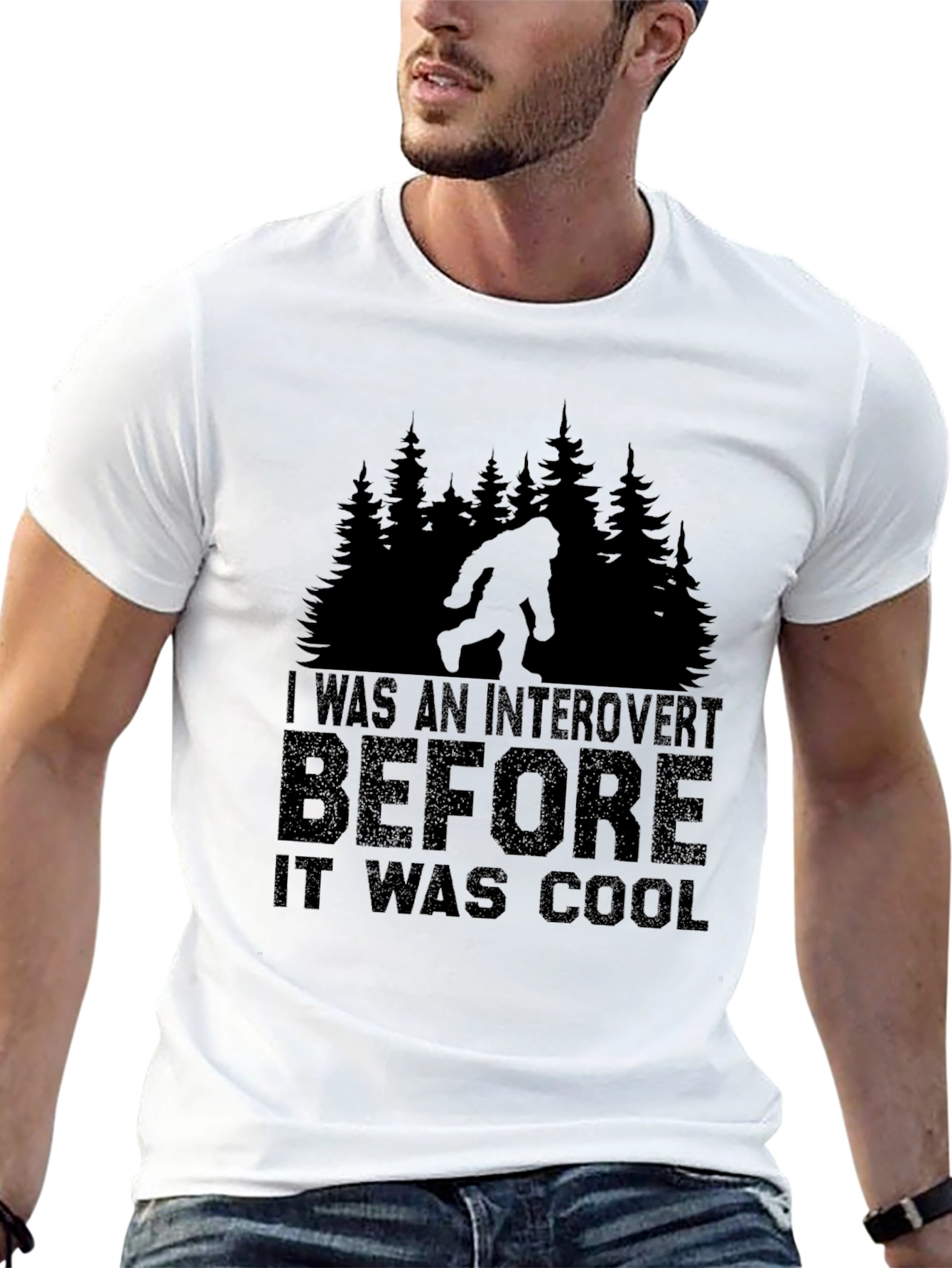 Introvert Before Cool Bigfoot Black T-Shirt